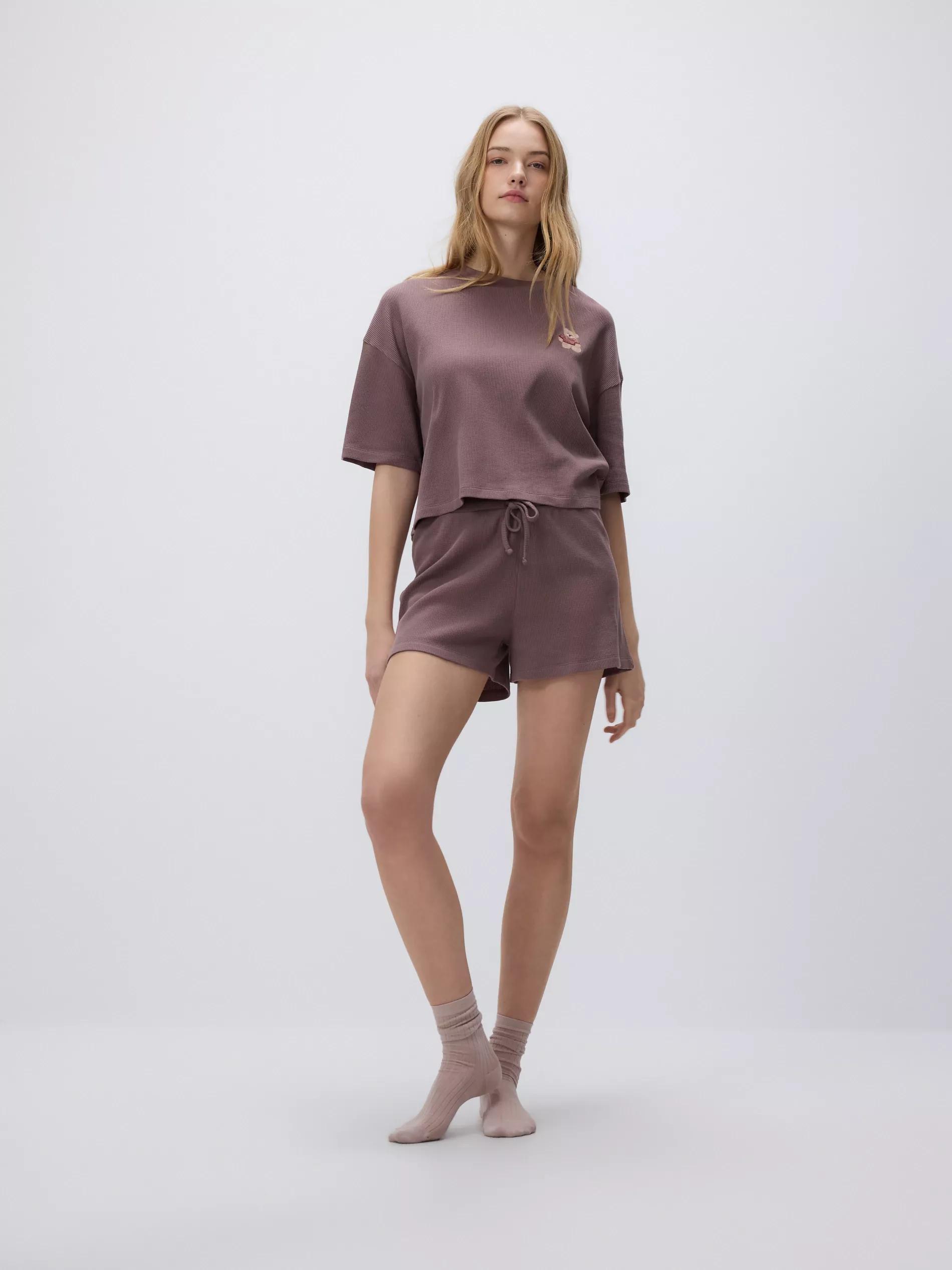 Brown Waffle Two-Piece Pajama, Brown, large image number 0