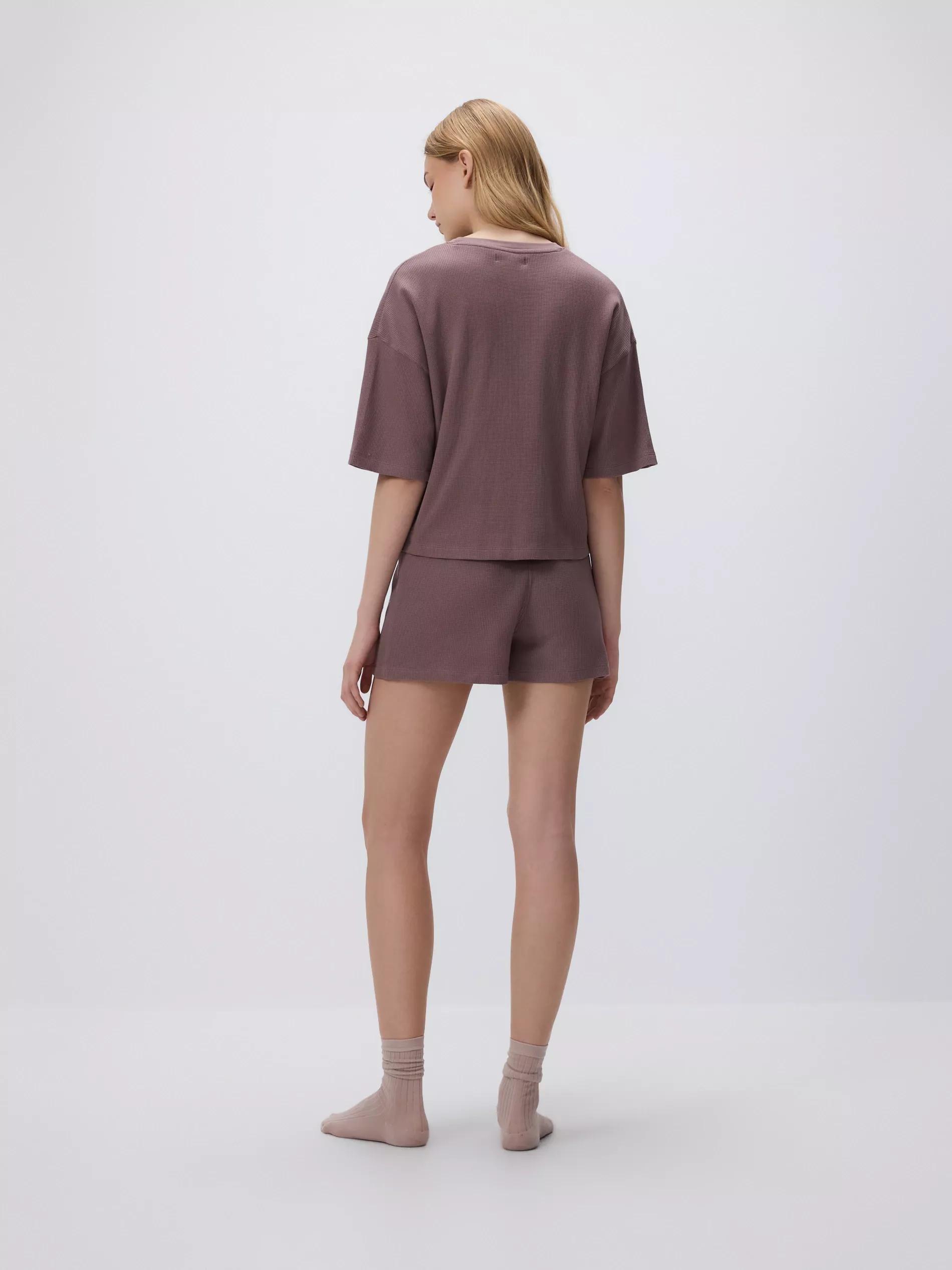 Brown Waffle Two-Piece Pajama, Brown, large image number 3