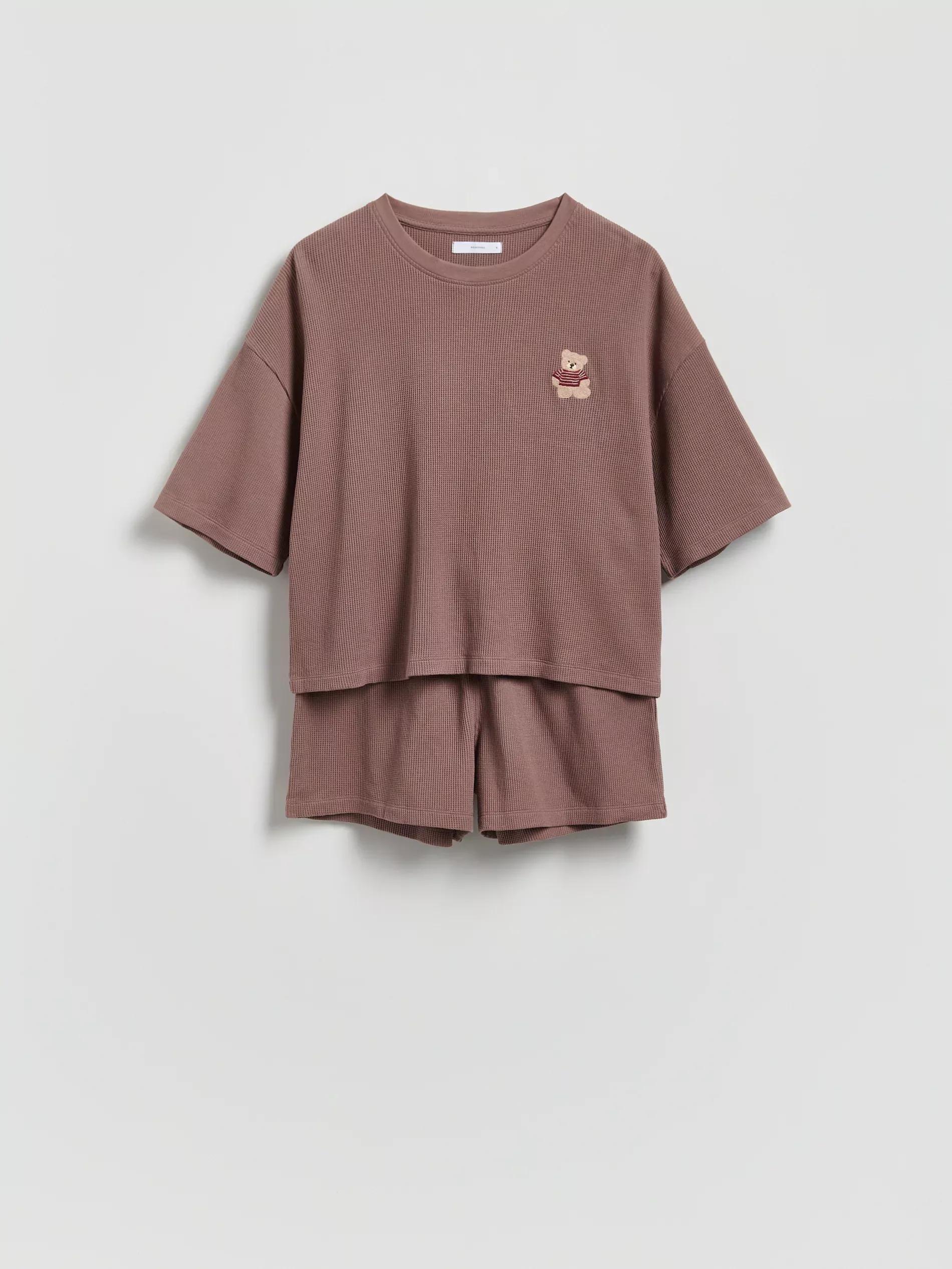 Brown Waffle Two-Piece Pajama, Brown, large image number 4