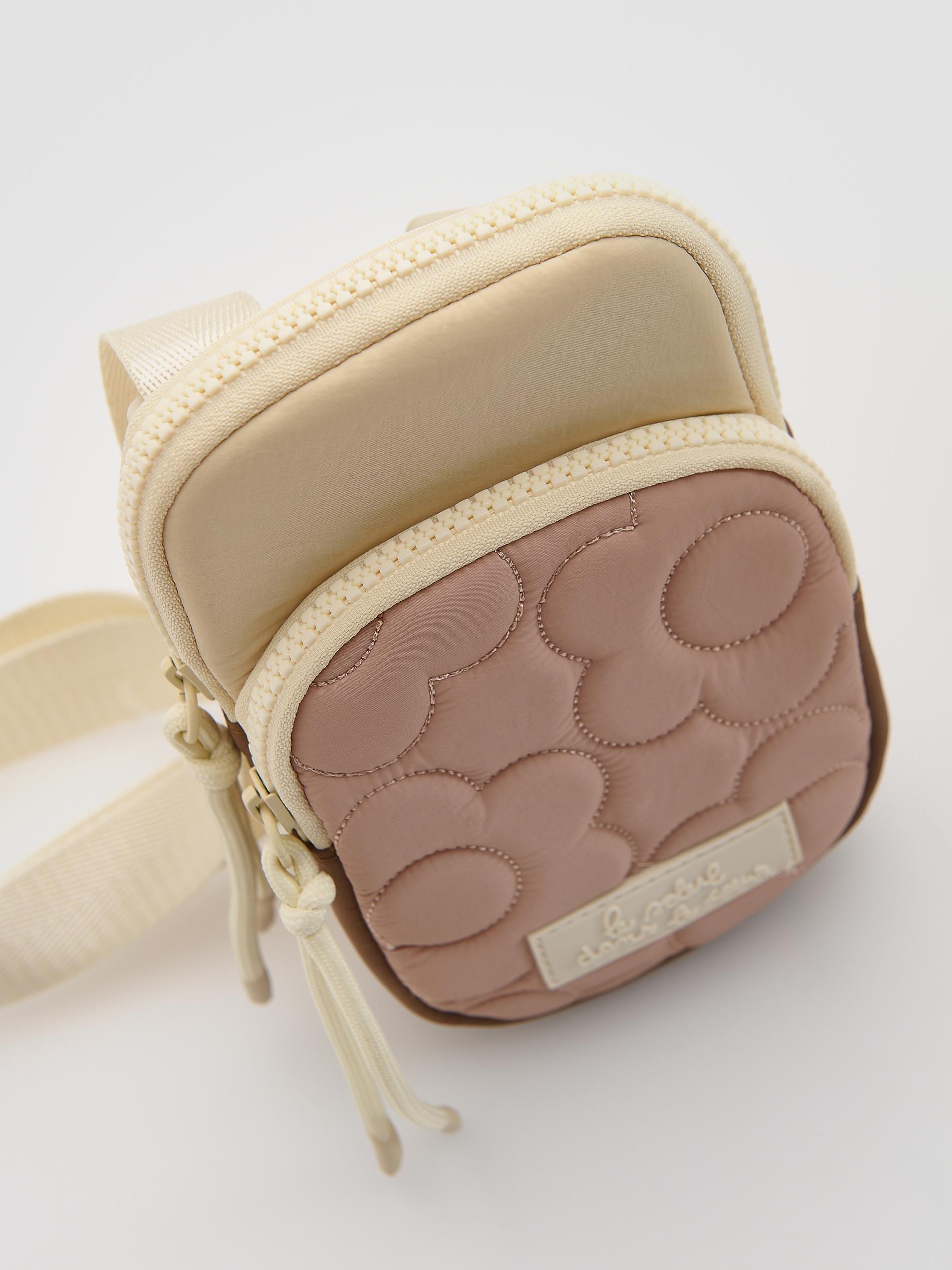 Beige Combined Fabrics Pouch Bag, Beige, large image number 2