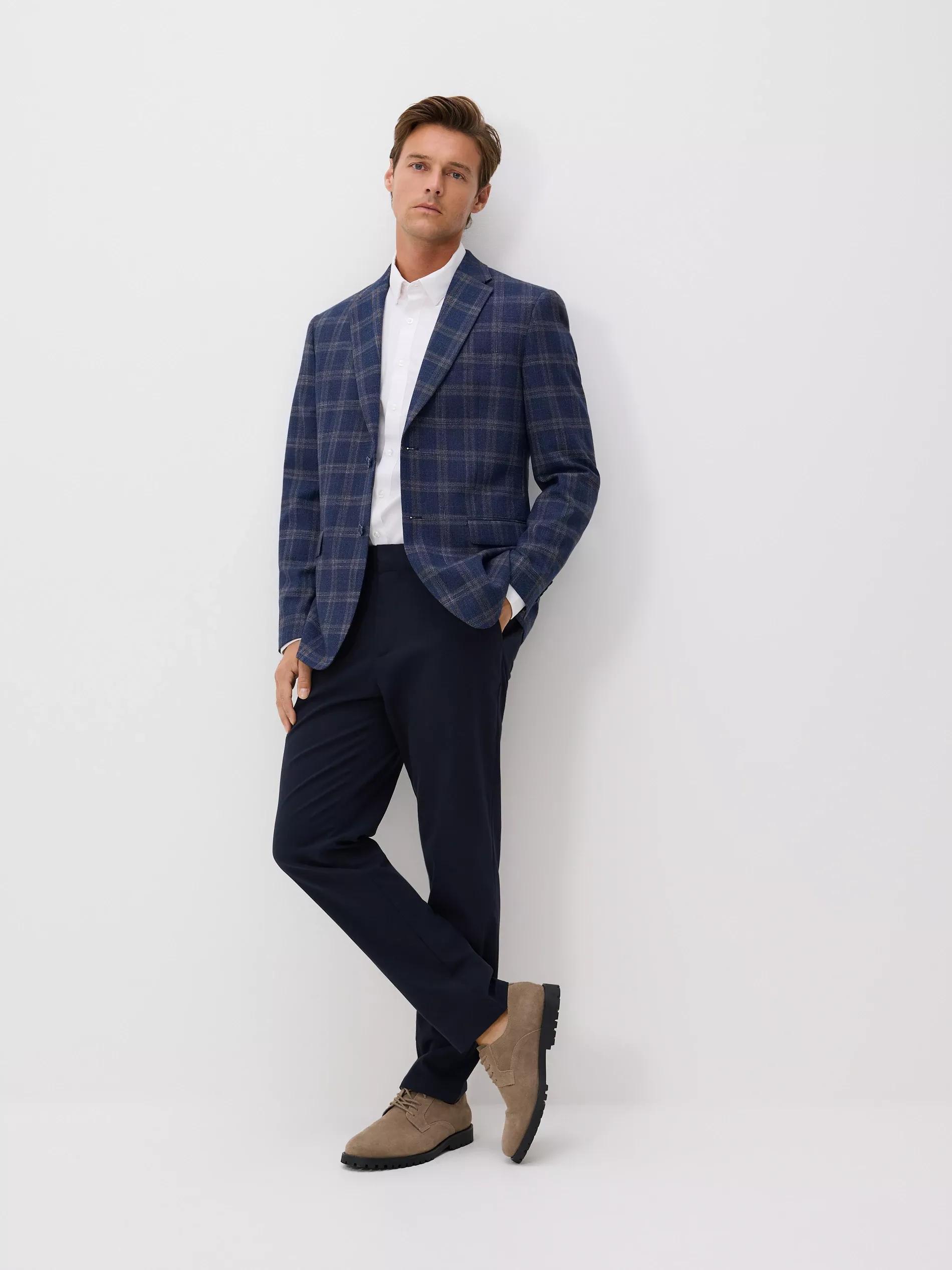 NAVY Check slim fit blazer, Navy, large image number 0
