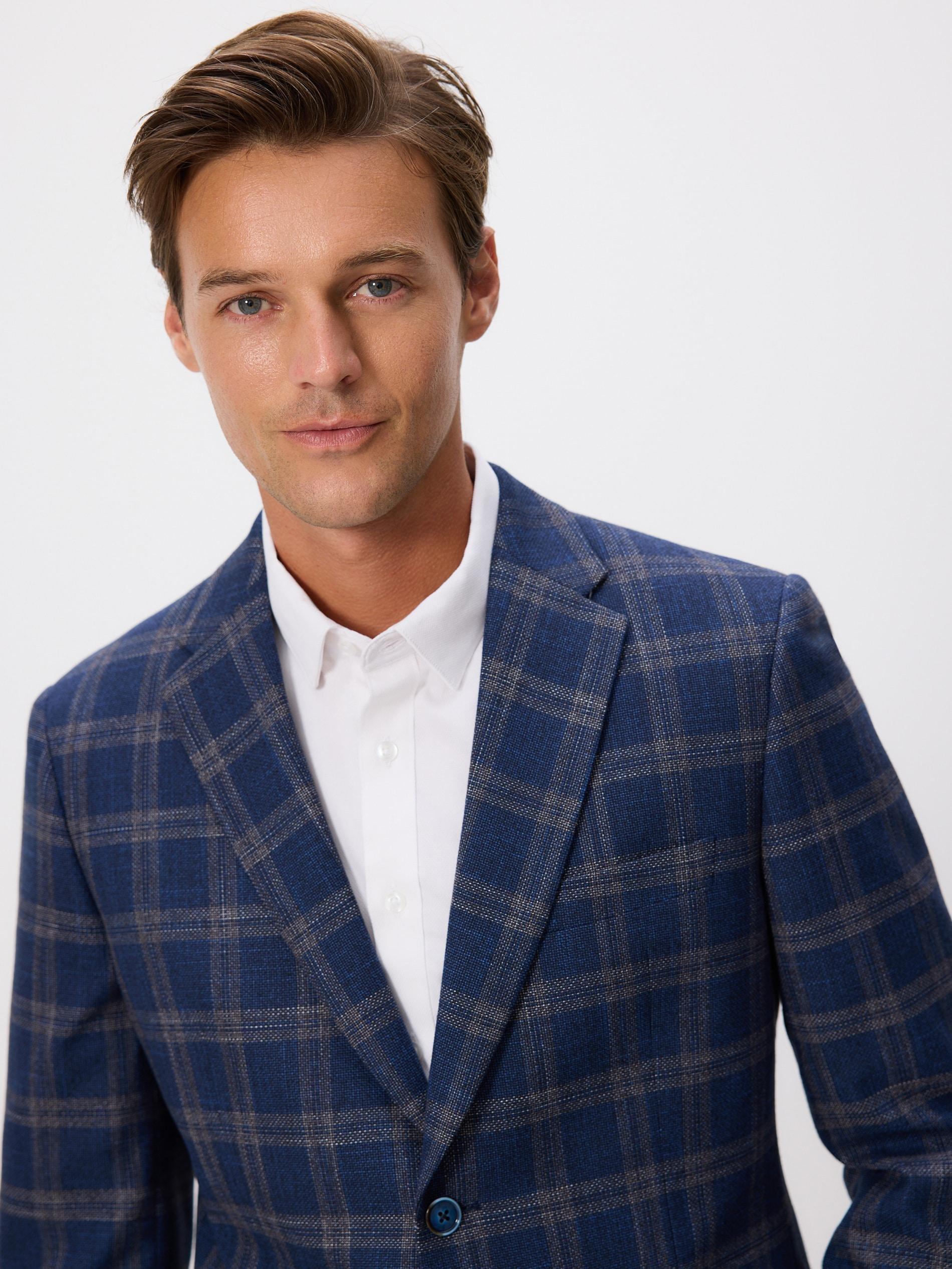NAVY Check slim fit blazer, Navy, large image number 2