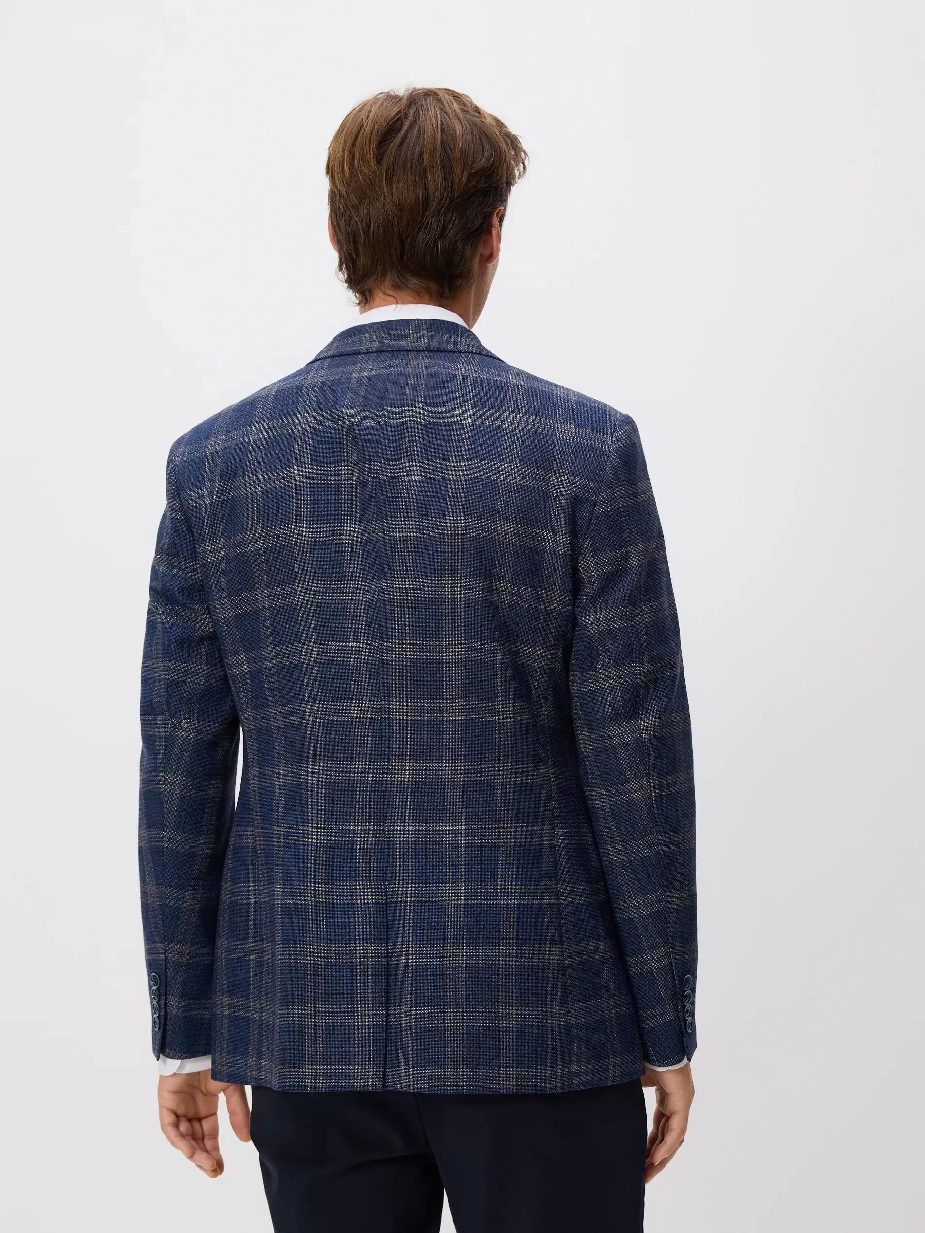 NAVY Check slim fit blazer, Navy, large image number 3