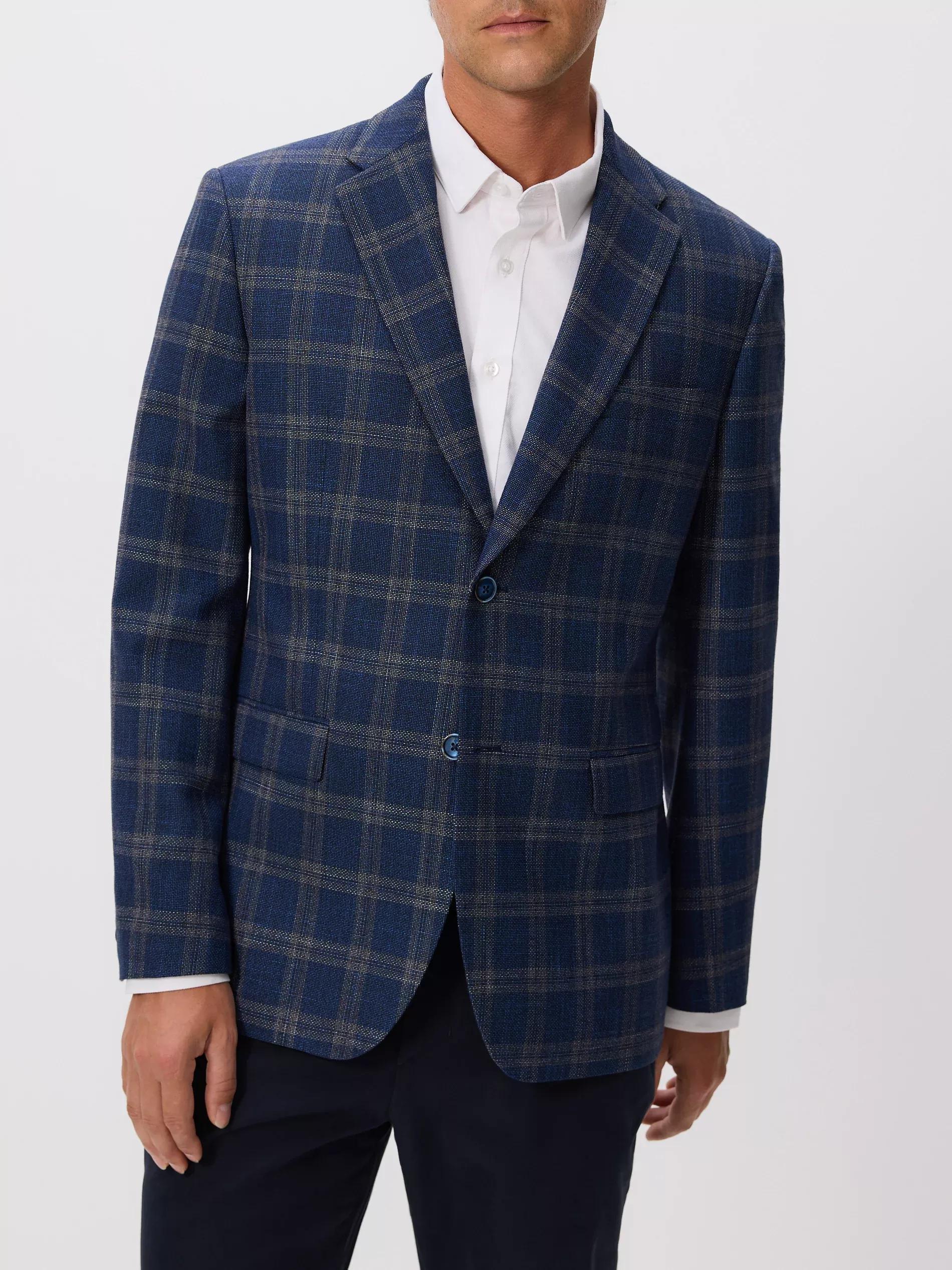 NAVY Check slim fit blazer, Navy, large image number 4