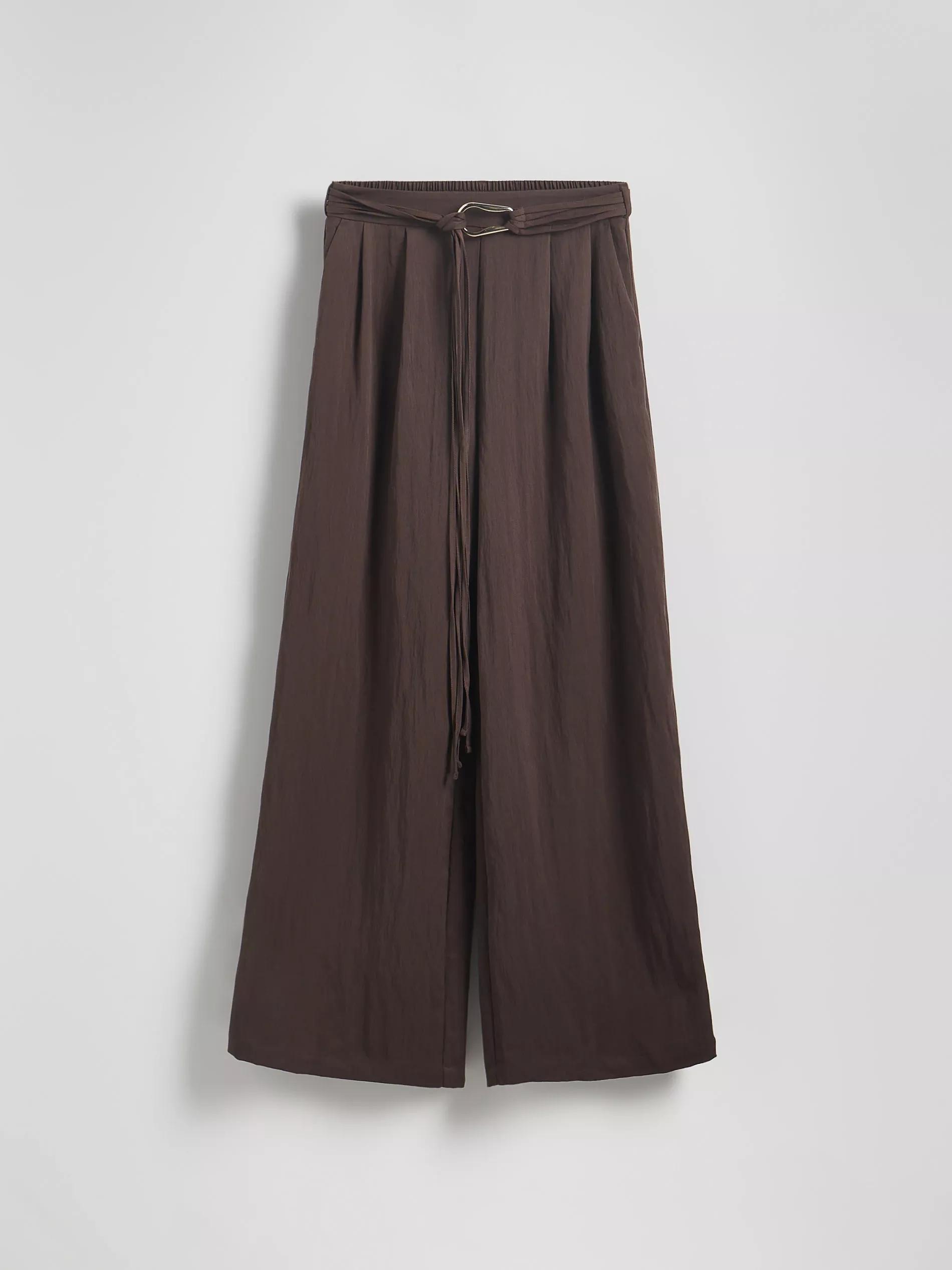 Brown Loose Trousers With Belt, Brown, large image number 4