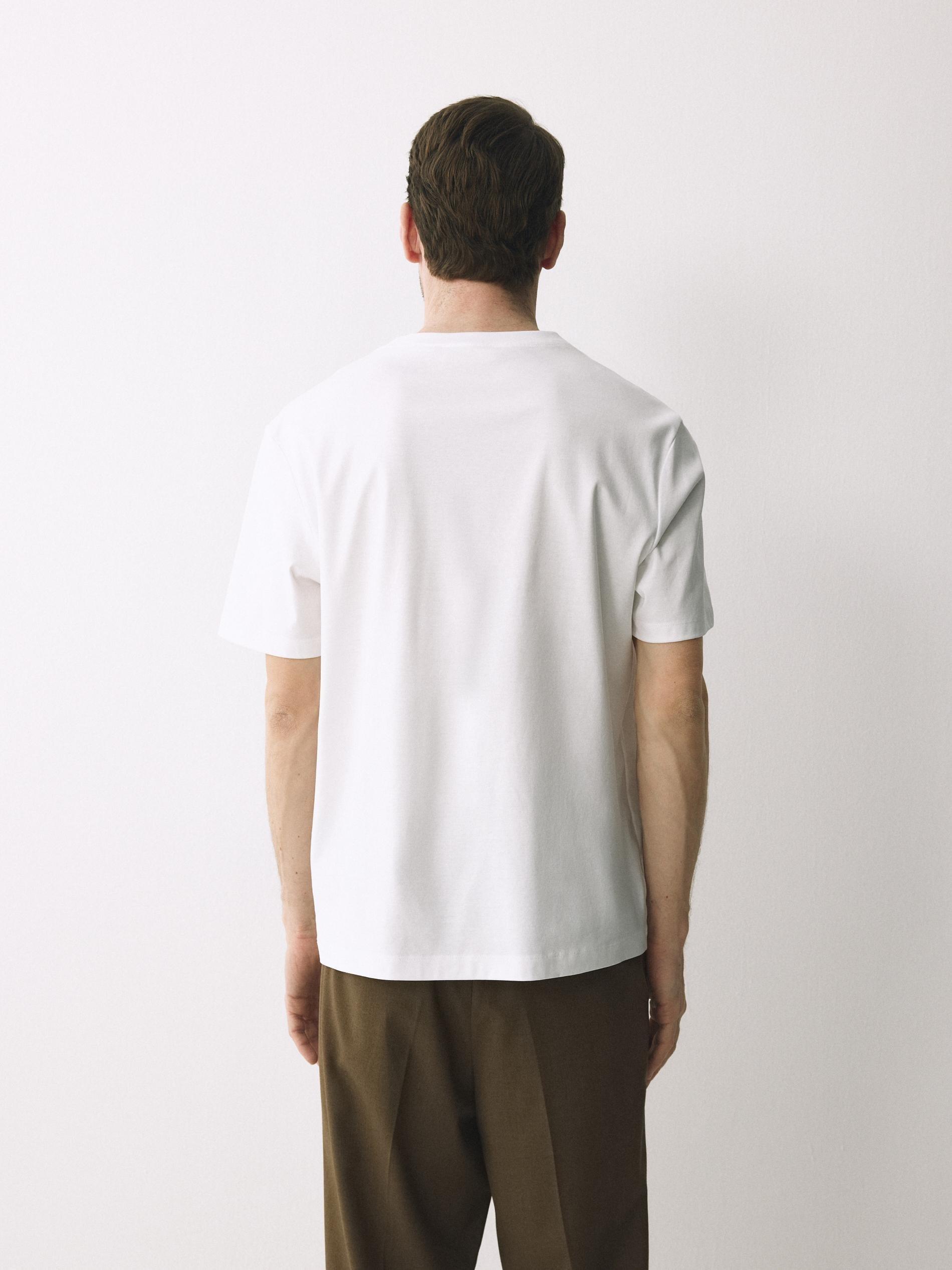 White Mercerised Organic Cotton Regular Fit T-Shirt, White, large image number 3