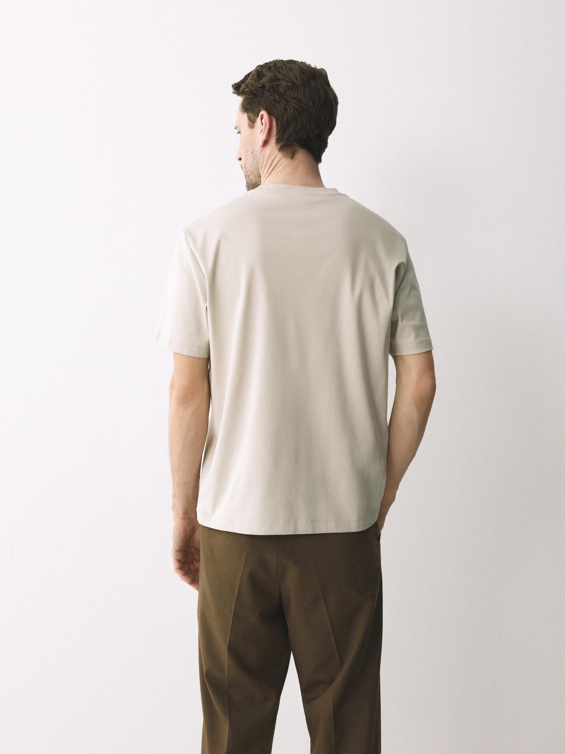 Beige Mercerised Organic Cotton Regular Fit T-Shirt, Beige, large image number 2