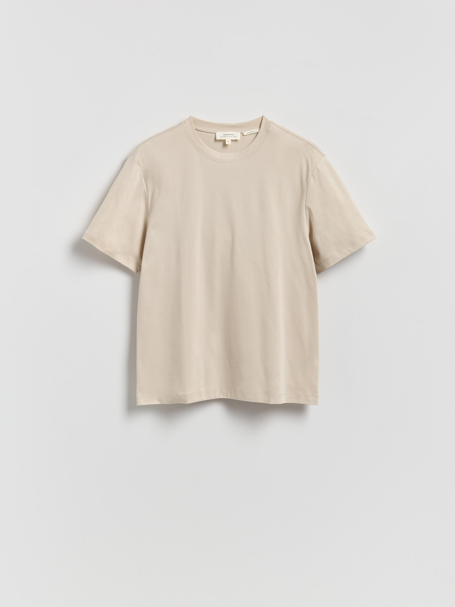Beige Mercerised Organic Cotton Regular Fit T-Shirt, Beige, large image number 4