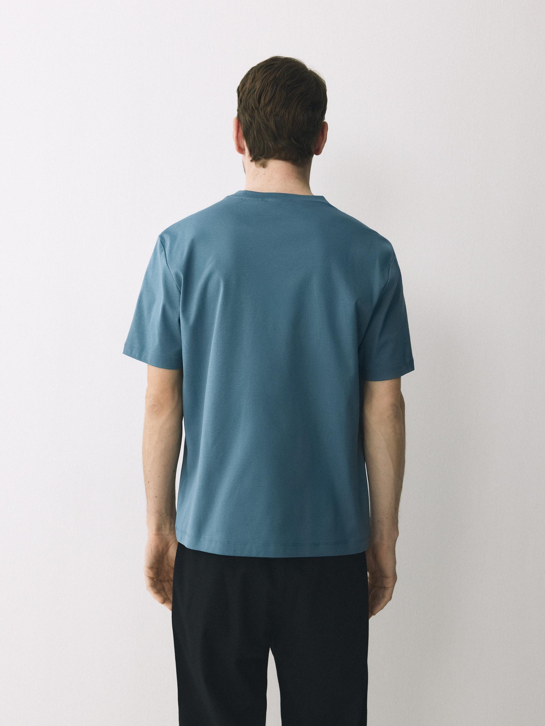 Navy Mercerised Organic Cotton Regular Fit T-Shirt, Blue, large image number 2