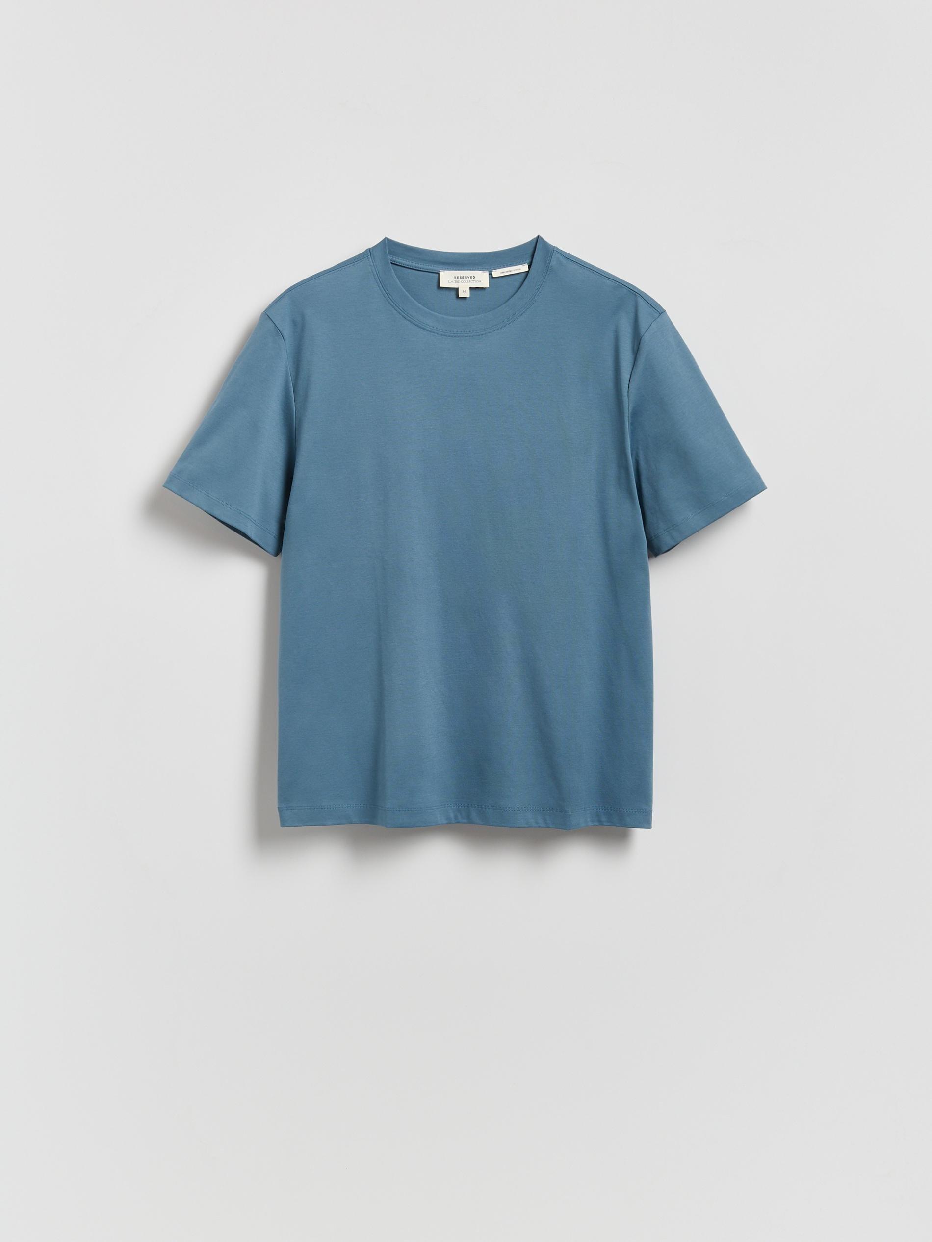 Navy Mercerised Organic Cotton Regular Fit T-Shirt, Blue, large image number 4