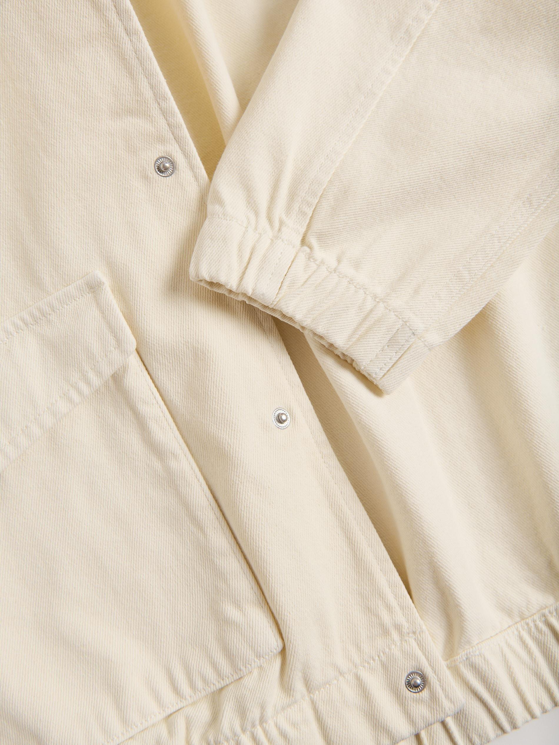 Cream Denim Bomber Jacket, Ivory, large image number 5