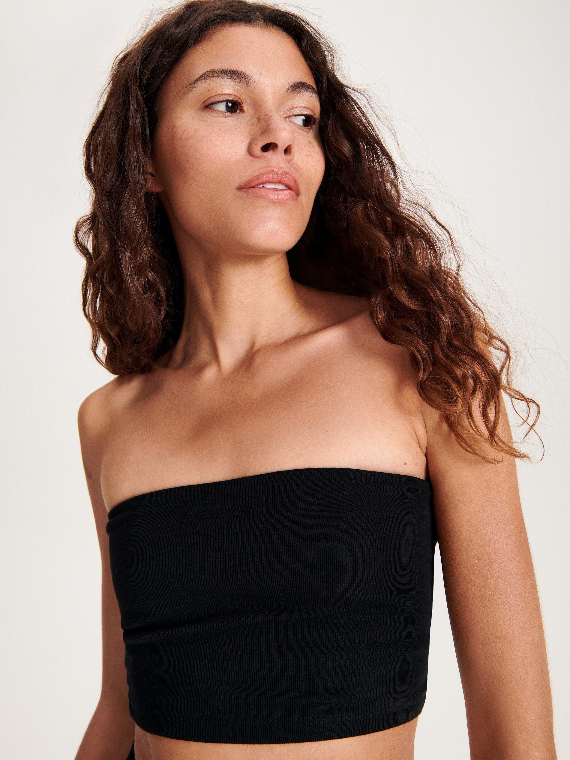 Black Plain Crop Top, , large image number 6