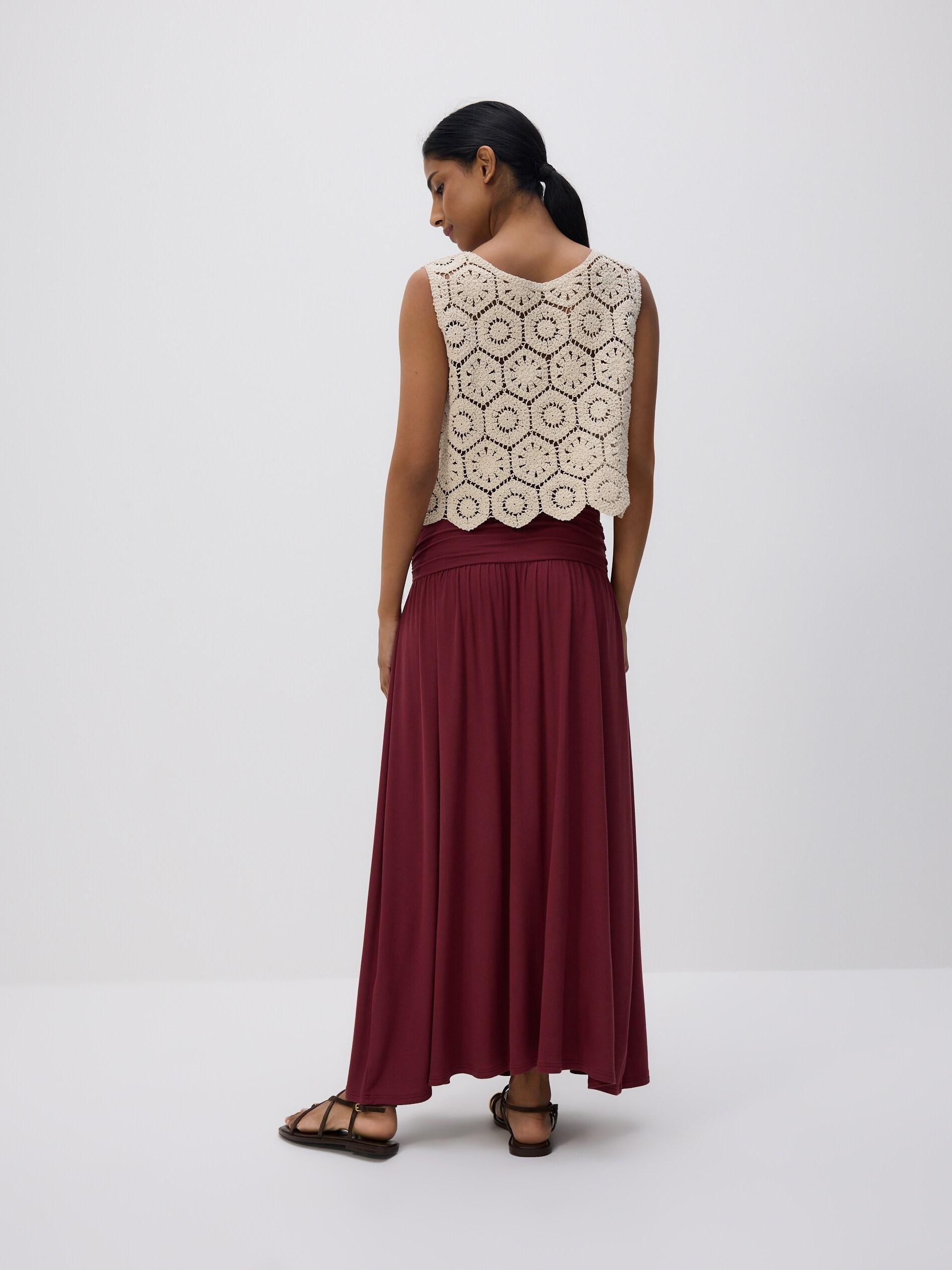 Maroon Viscose Rich Maxi Skirt, Burgundy, large image number 2