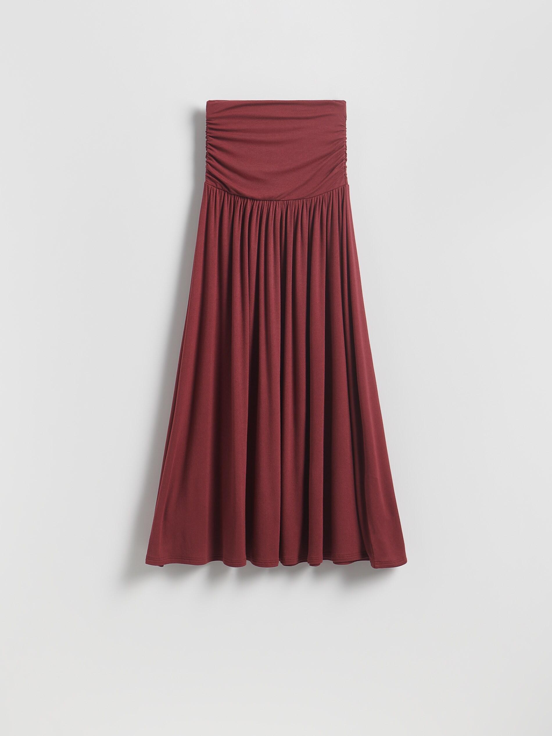 Maroon Viscose Rich Maxi Skirt, Burgundy, large image number 3