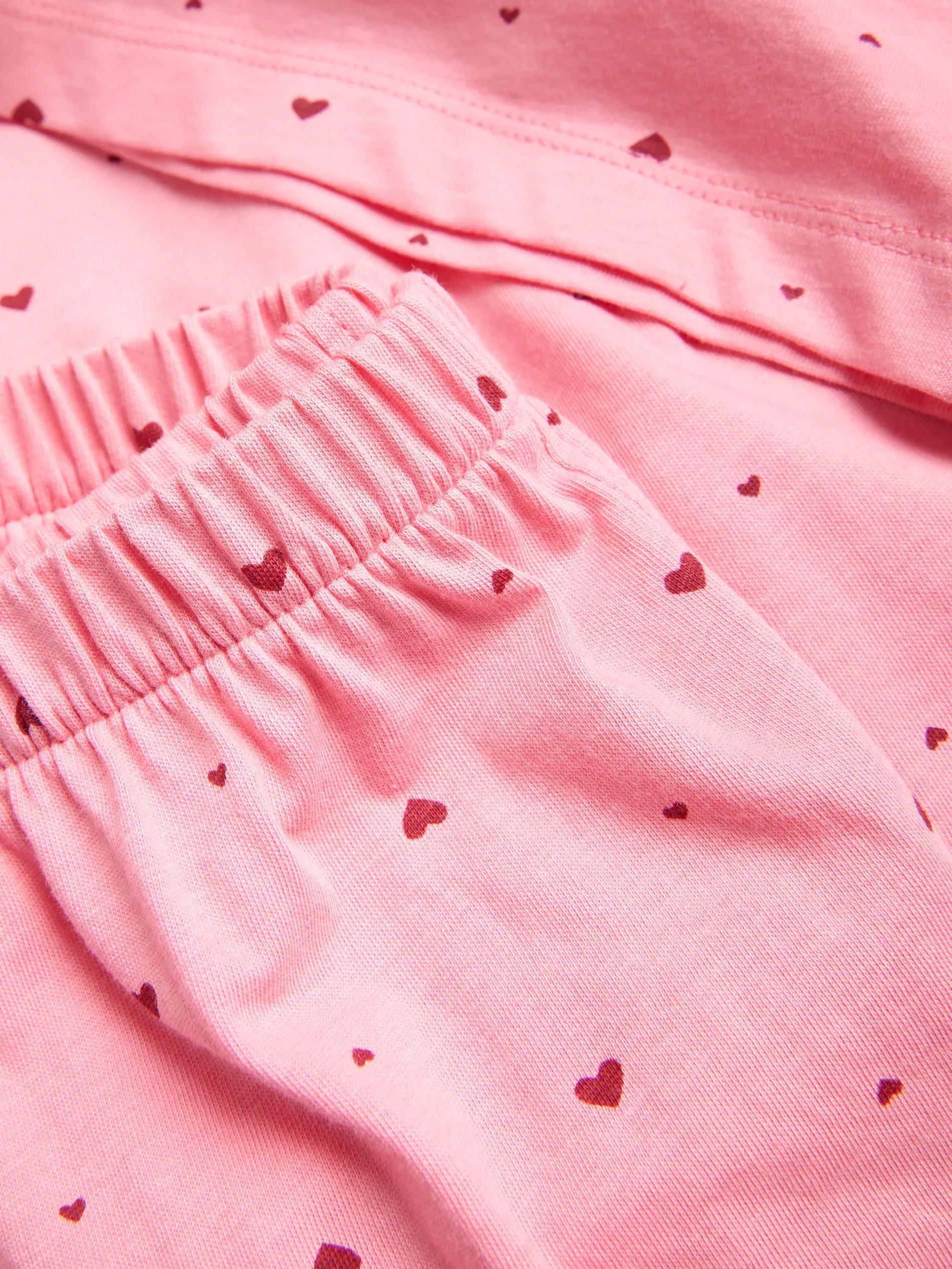 Pink Two Piece Pyjama Set With Heart Print, Pink, large image number 5