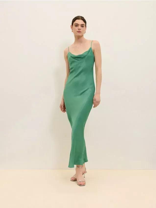 Green Viscose Rich Maxi Dress, , large image number 0