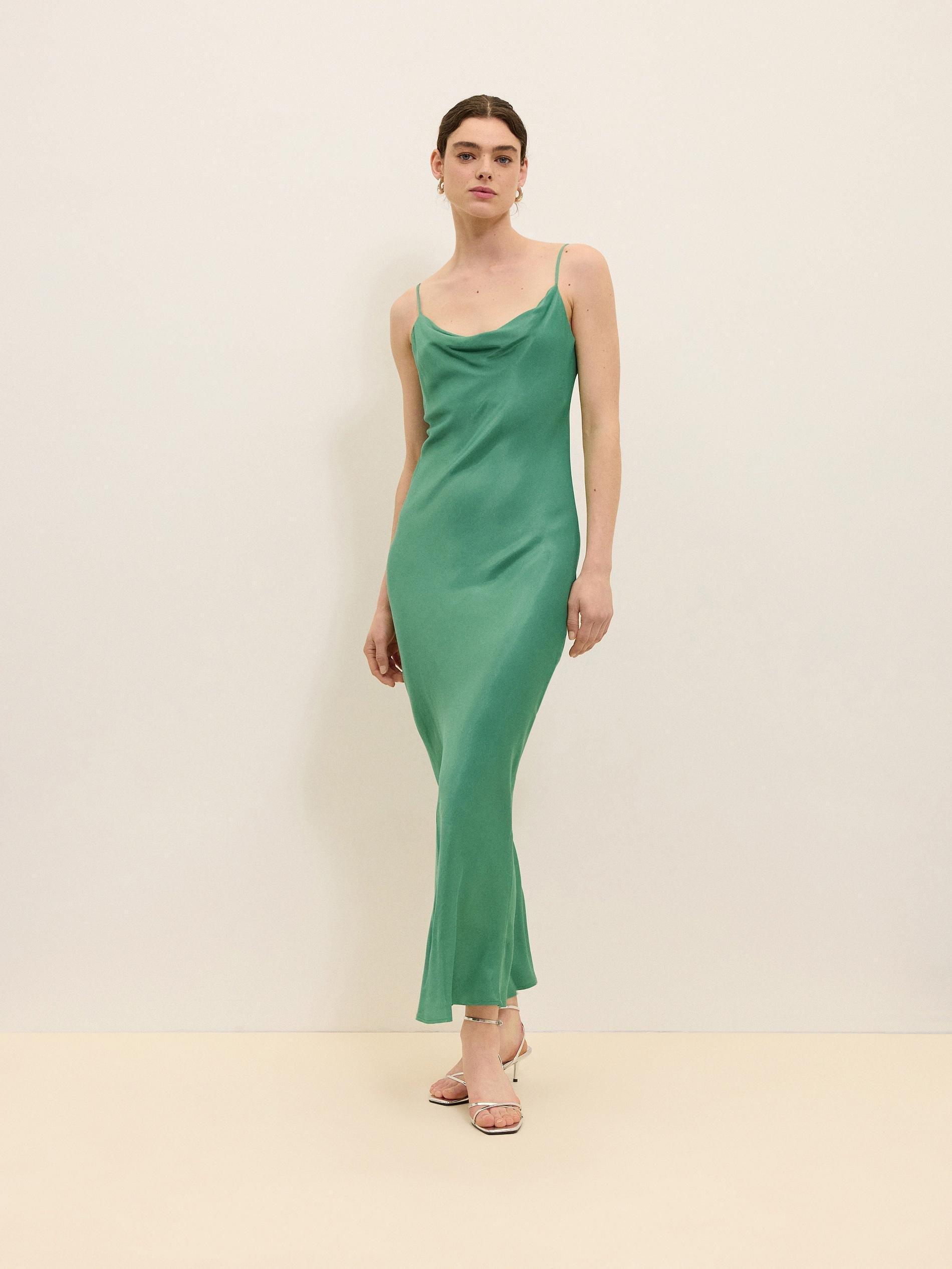 Green Viscose Rich Maxi Dress, , large image number 1