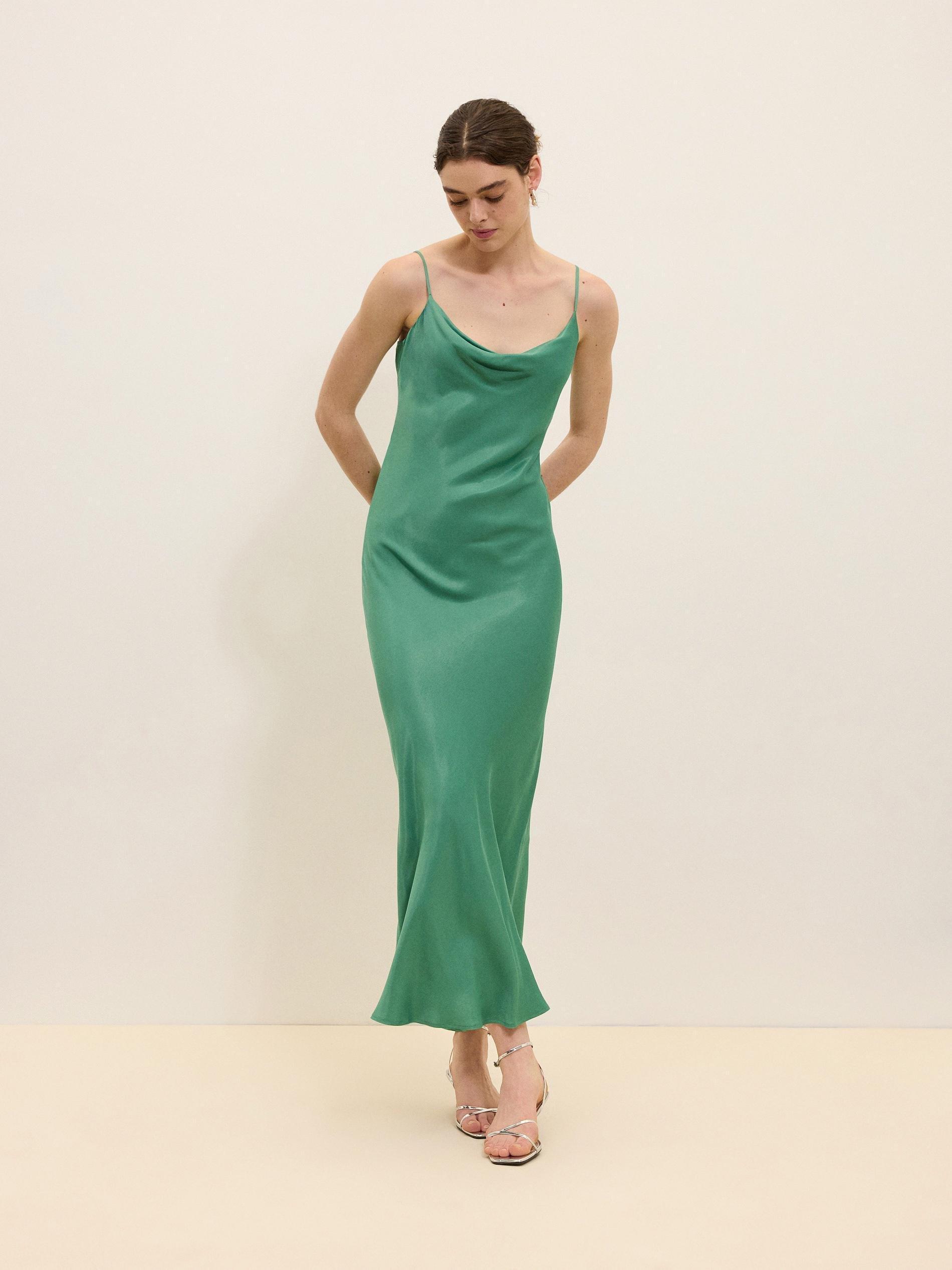 Green Viscose Rich Maxi Dress, , large image number 4
