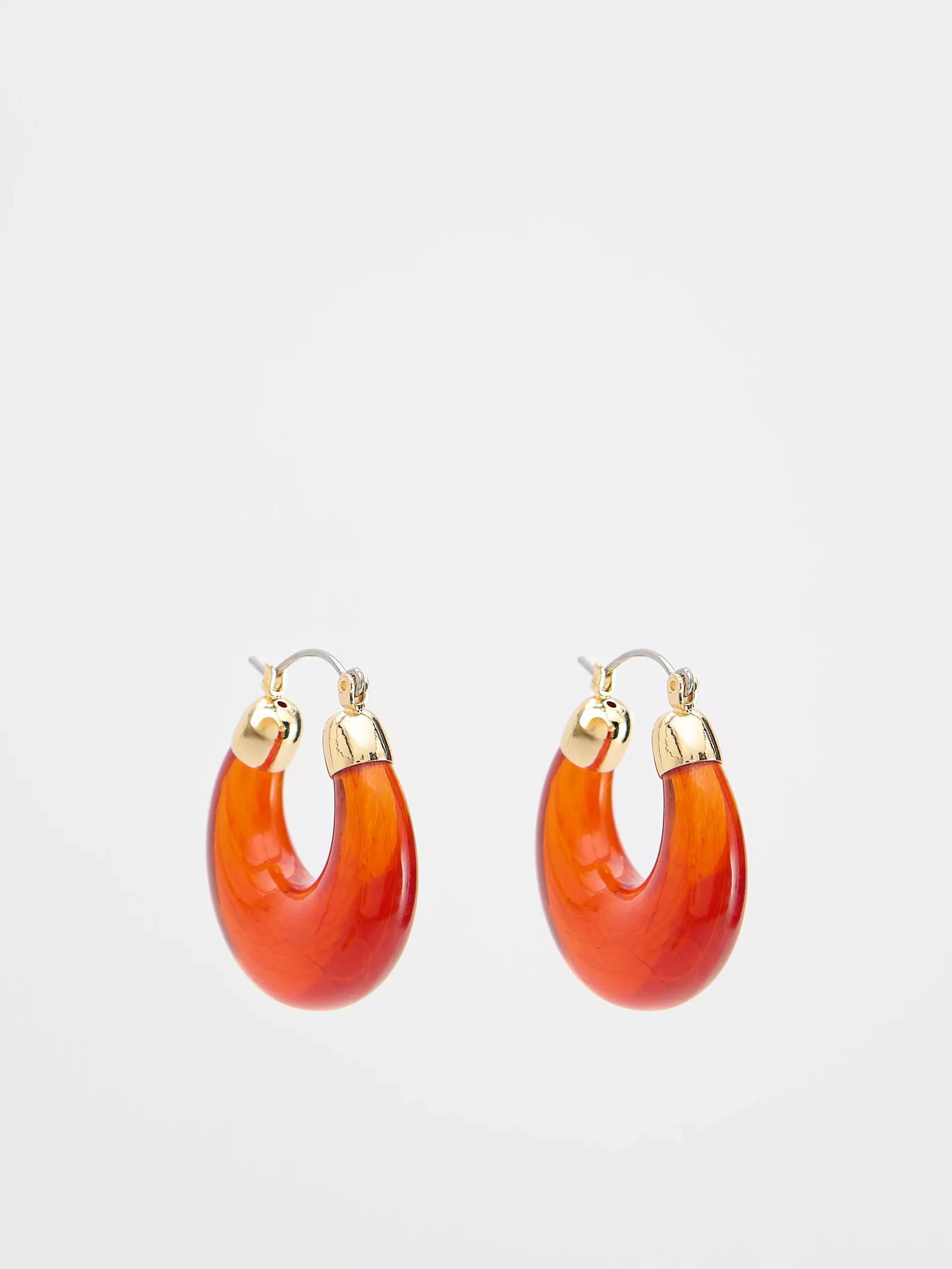 Orange Circular Drop Earrings, Orange, large image number 1