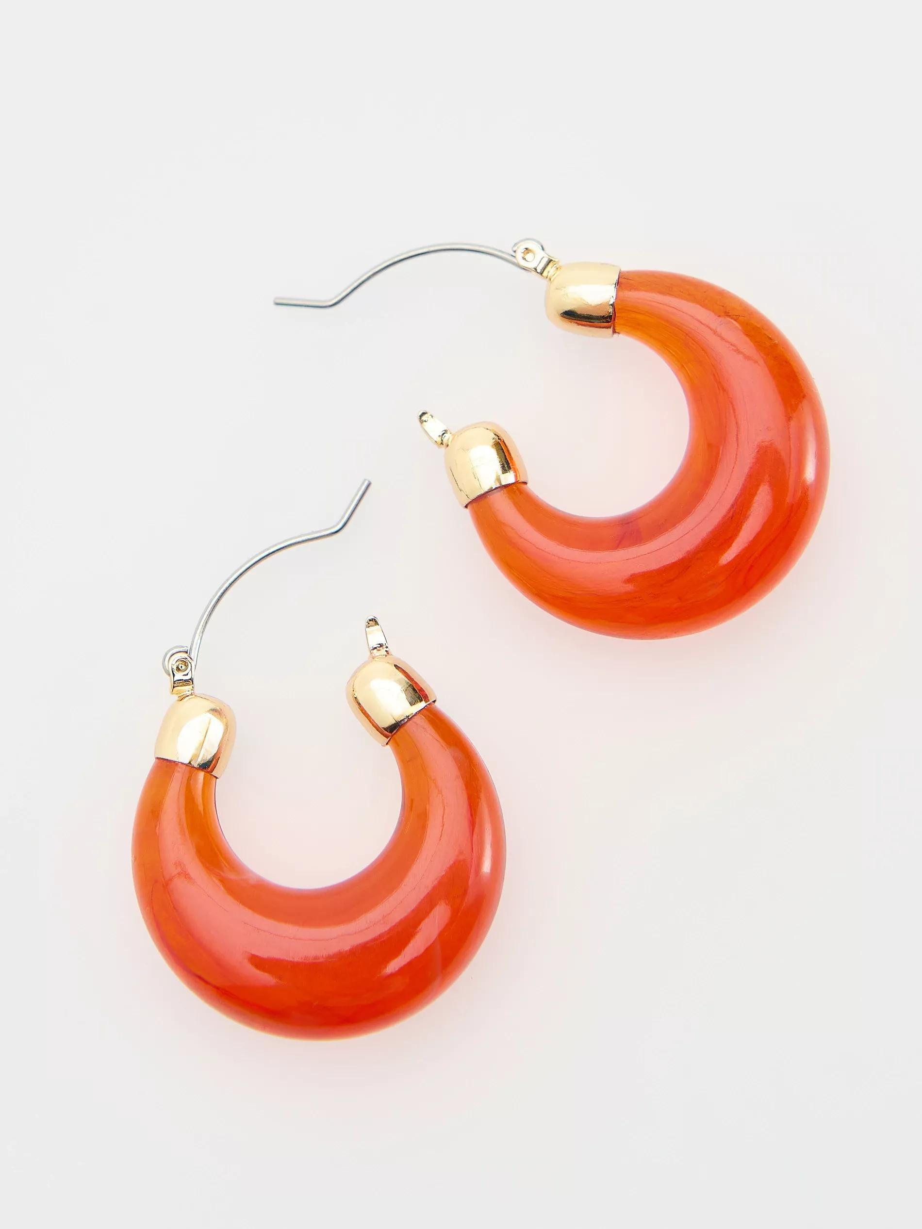 Orange Circular Drop Earrings, Orange, large image number 2