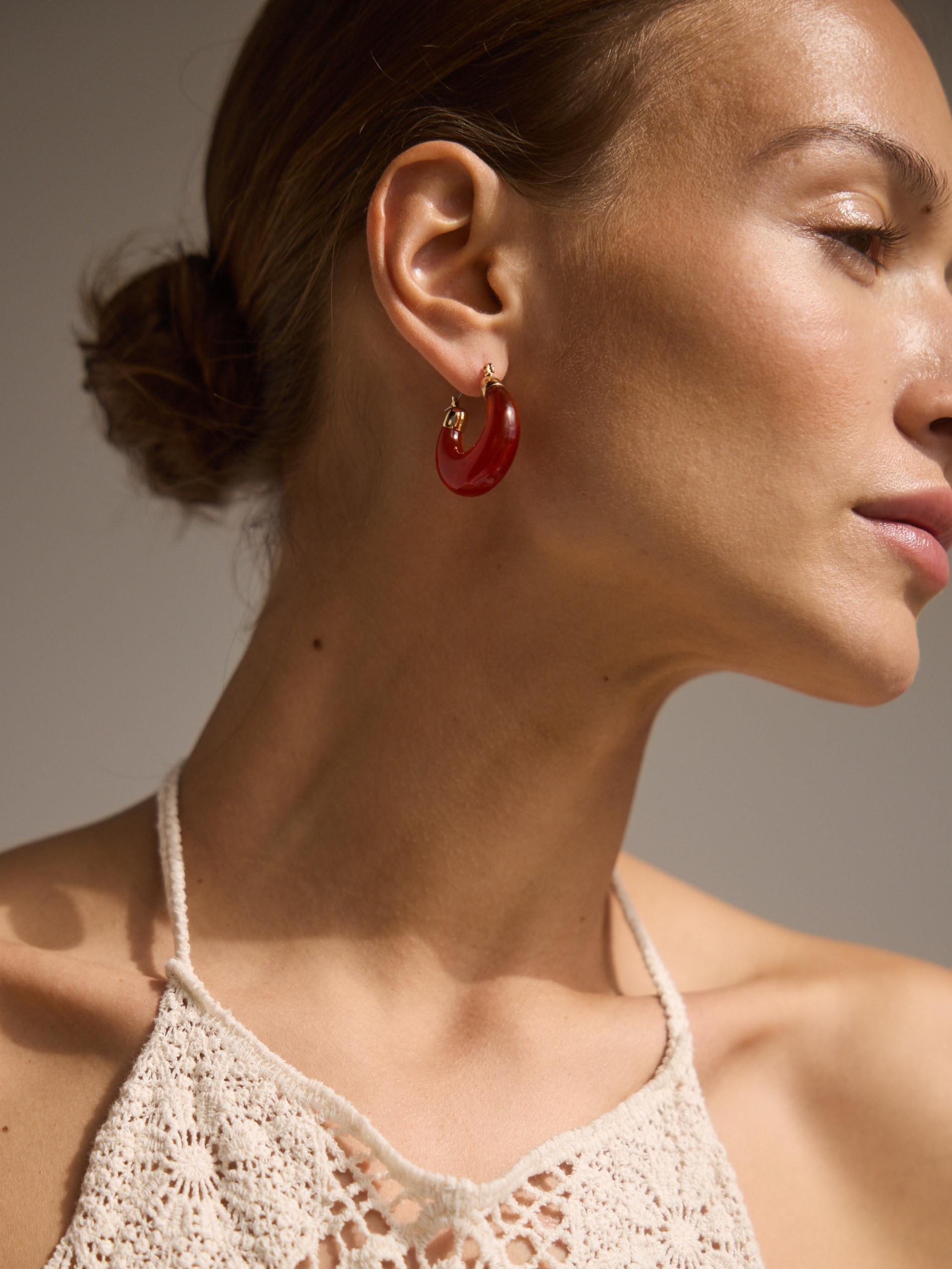 Orange Circular Drop Earrings, Orange, large image number 3
