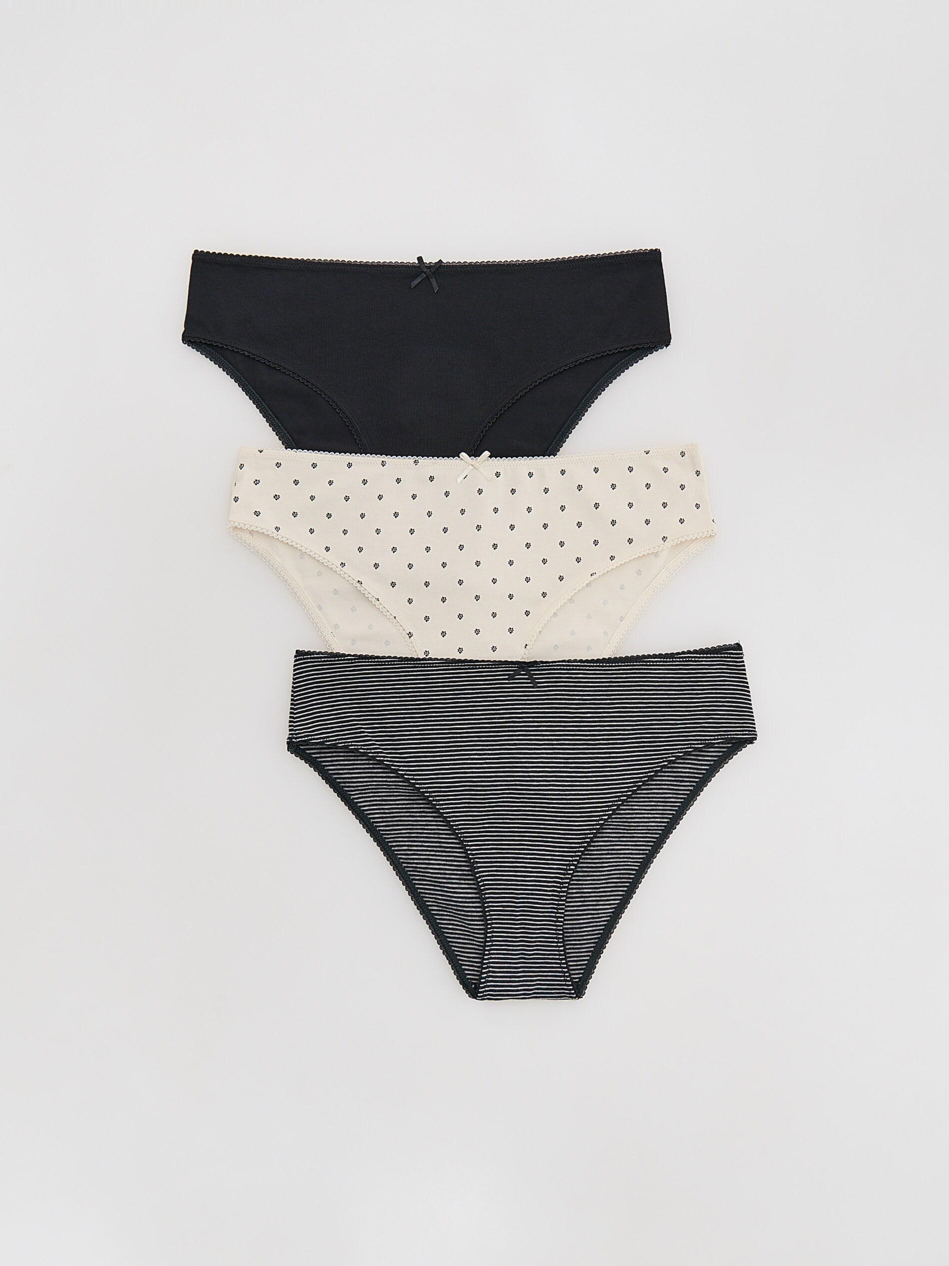 Black Cotton Rich Bikini Style Knickers 3 Pack, Black, medium