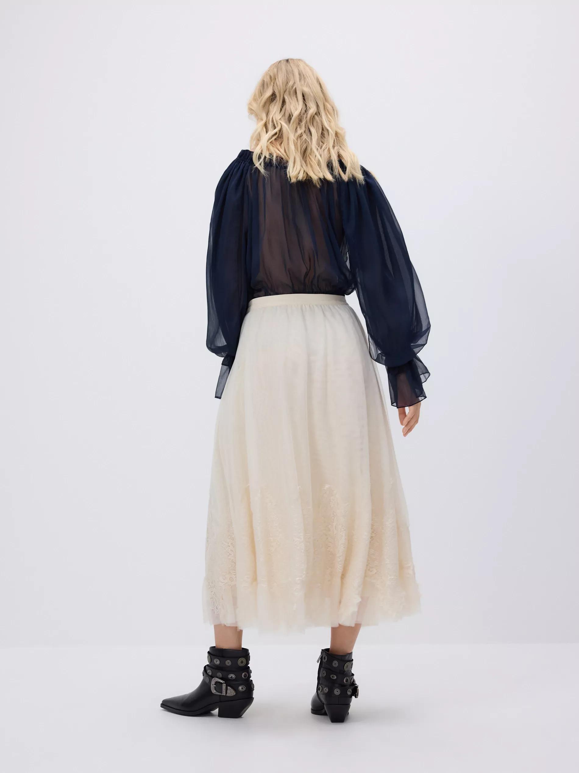 Cream Skirt With Lace Embellishment, , large image number 2