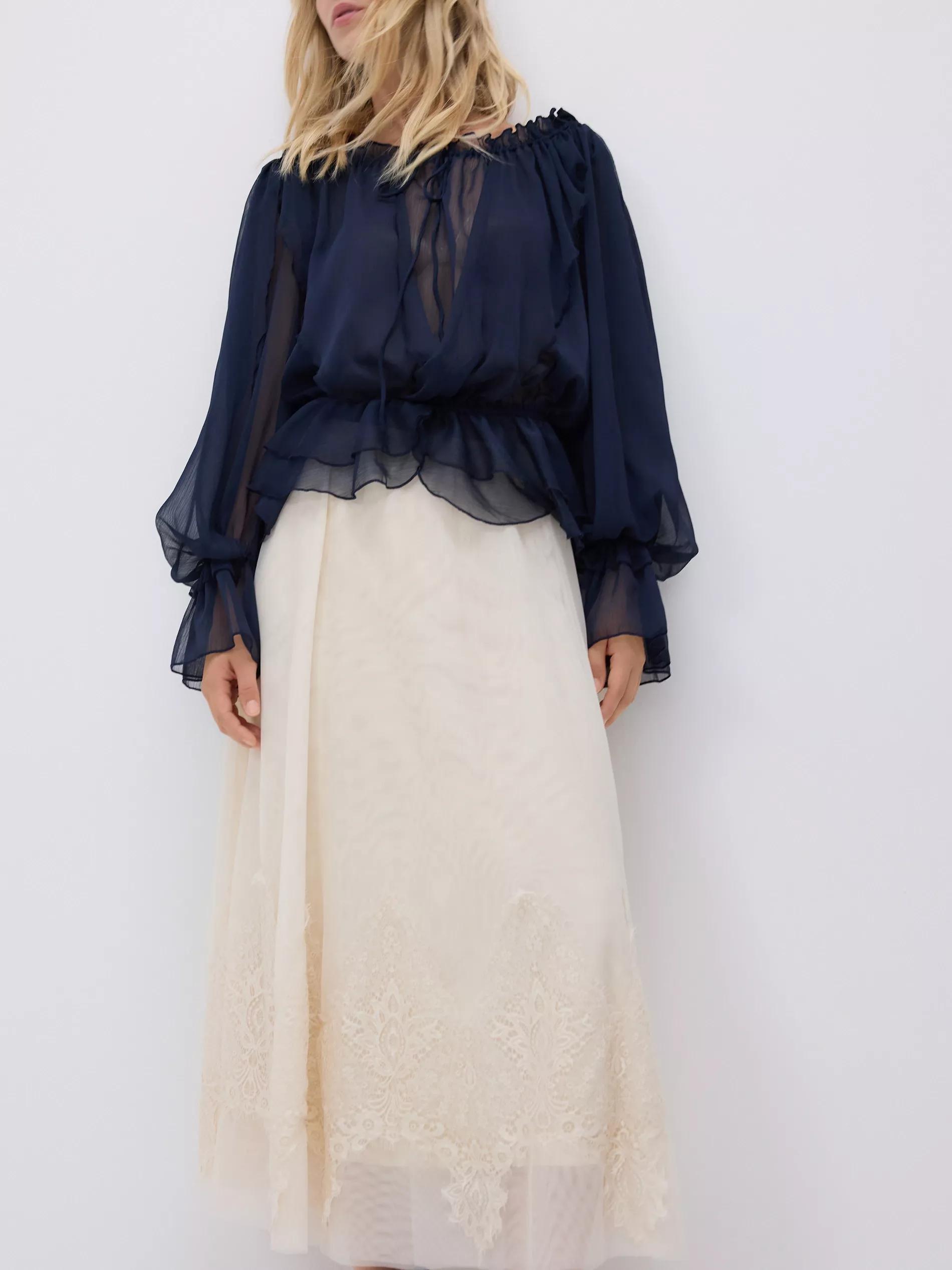 Cream Skirt With Lace Embellishment, , large image number 3