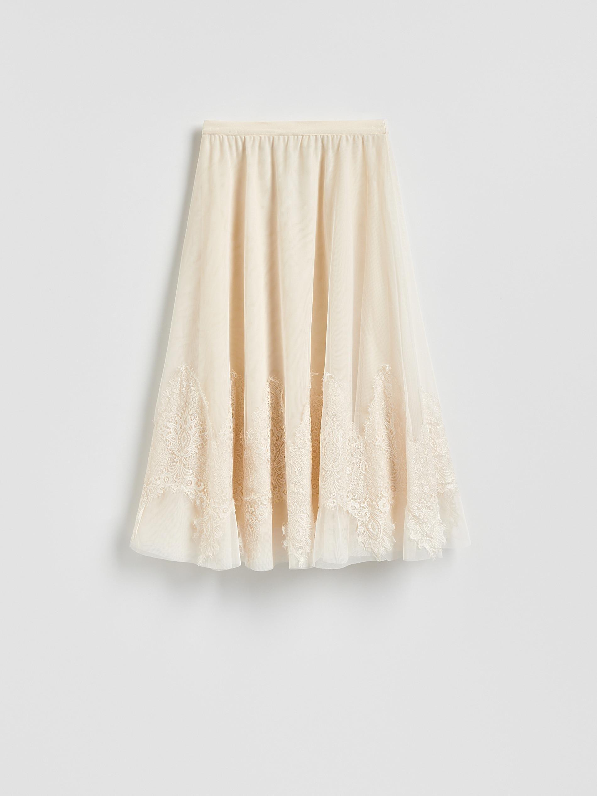 Cream Skirt With Lace Embellishment, , large image number 4