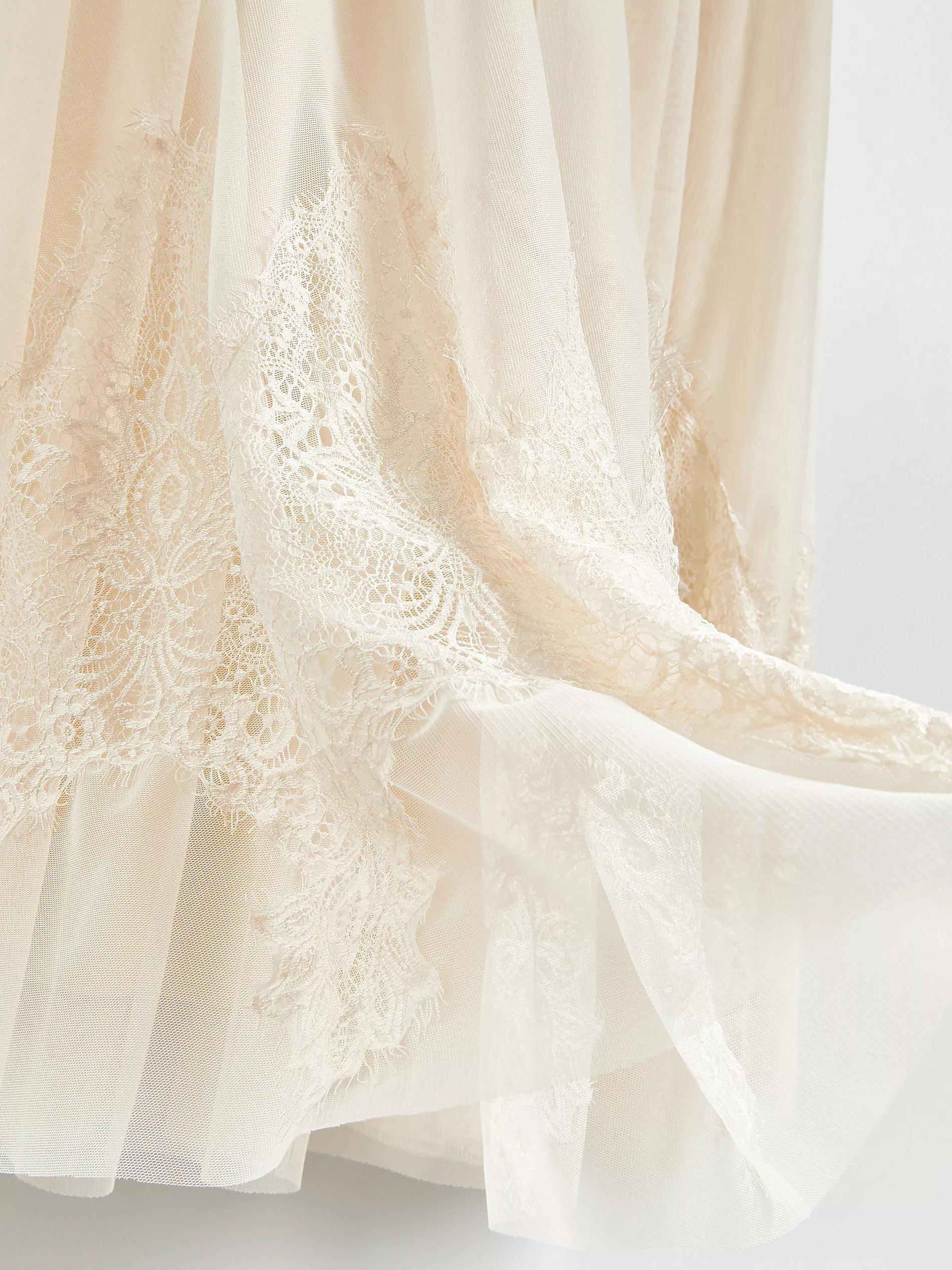 Cream Skirt With Lace Embellishment, , large image number 5