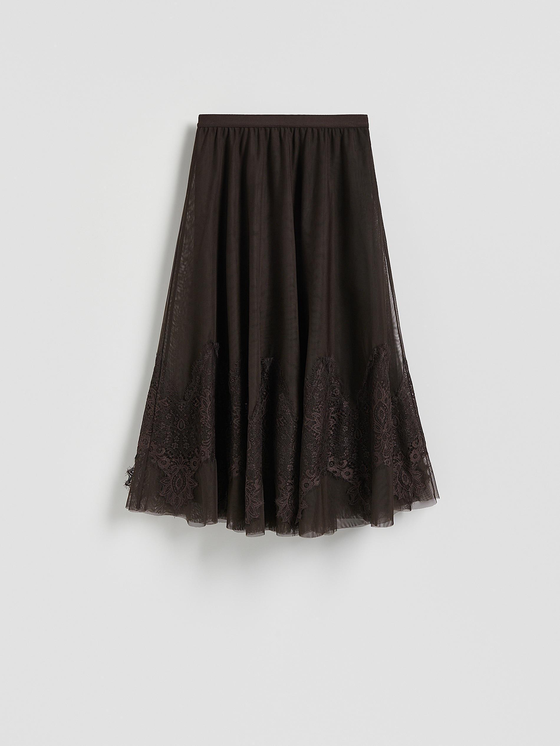 Brown Skirt With Lace Embellishment, , large image number 4