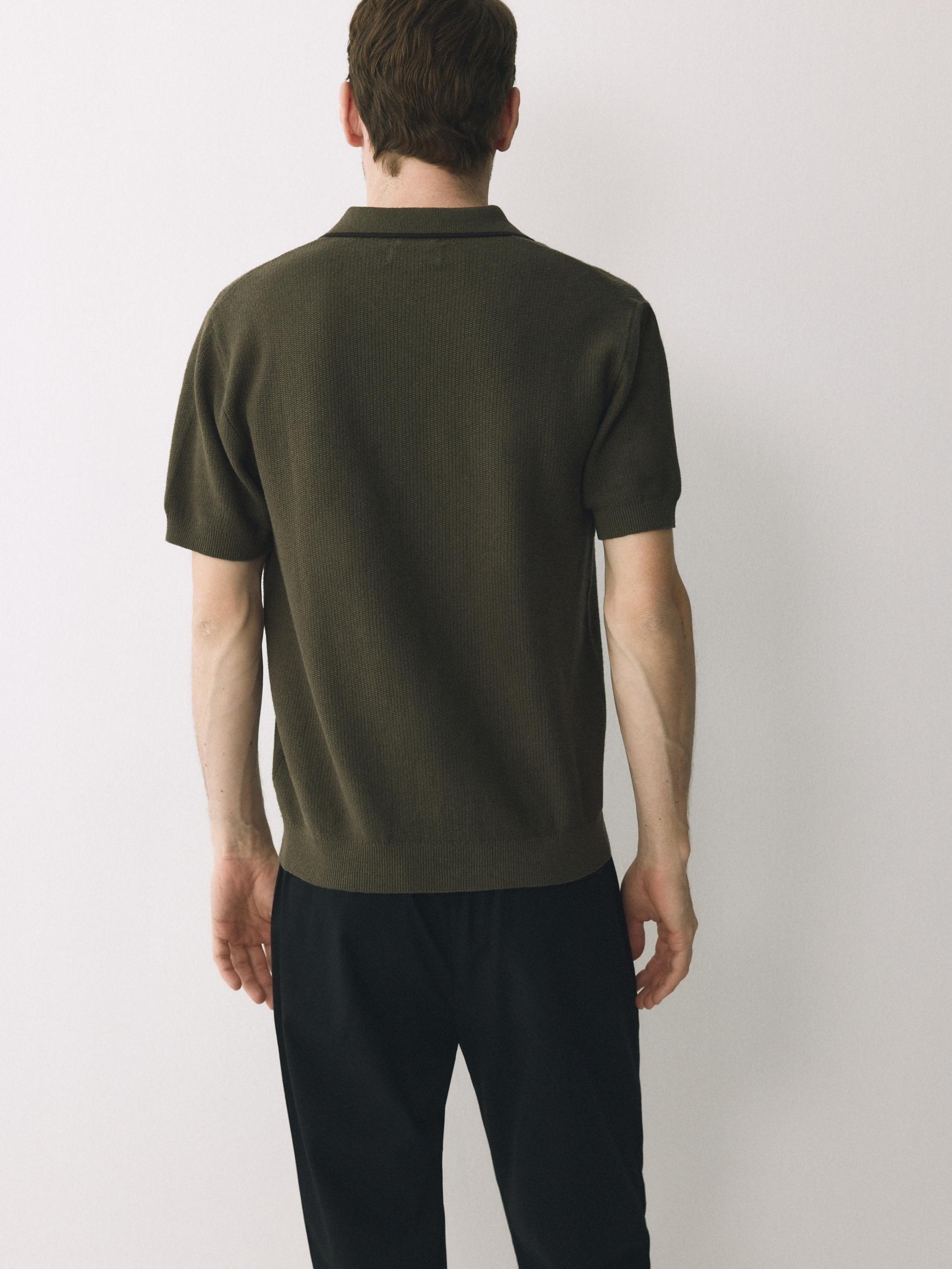 Green Linen Polo Shirt, Khaki, large image number 3