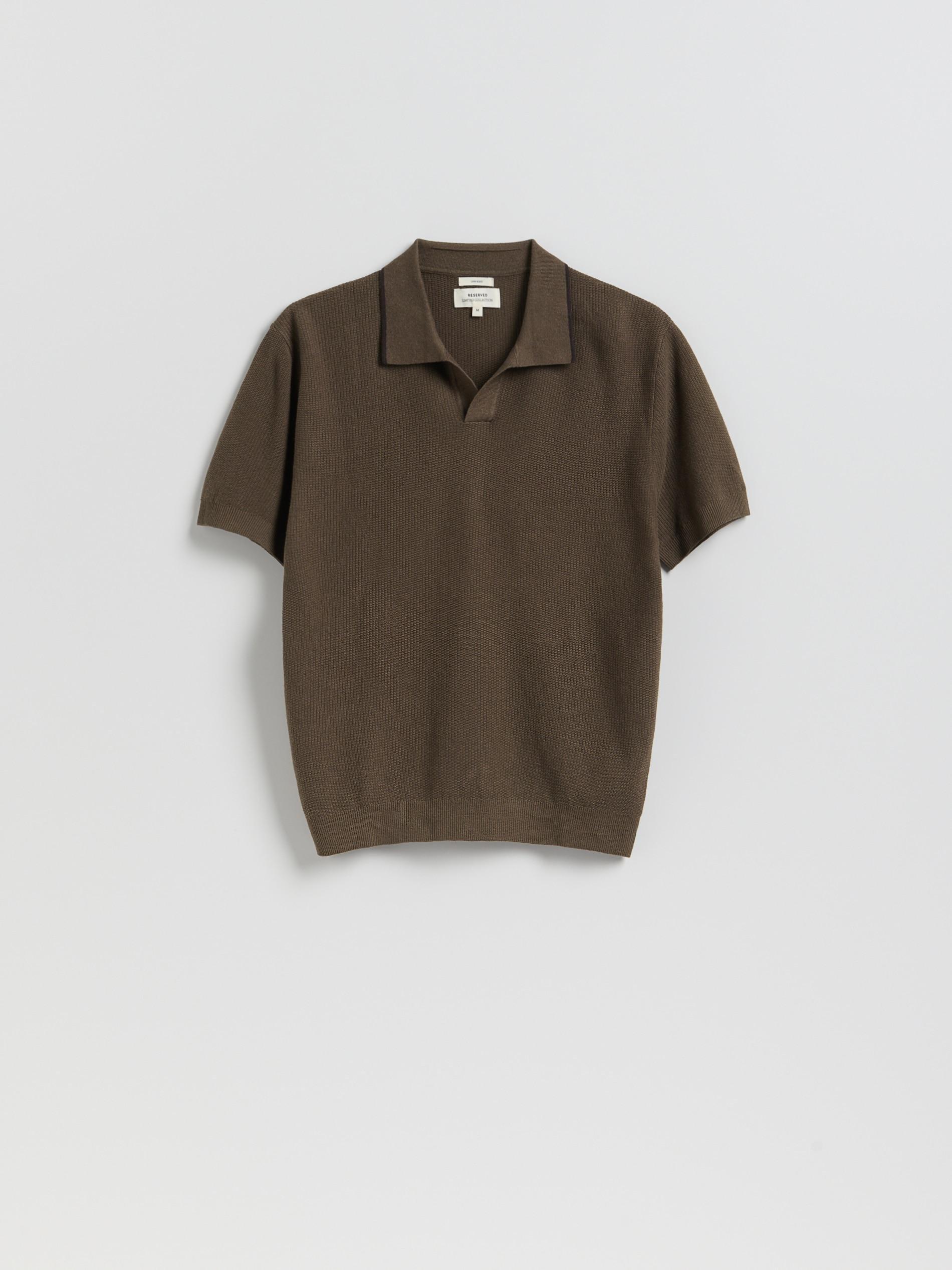 Green Linen Polo Shirt, Khaki, large image number 4