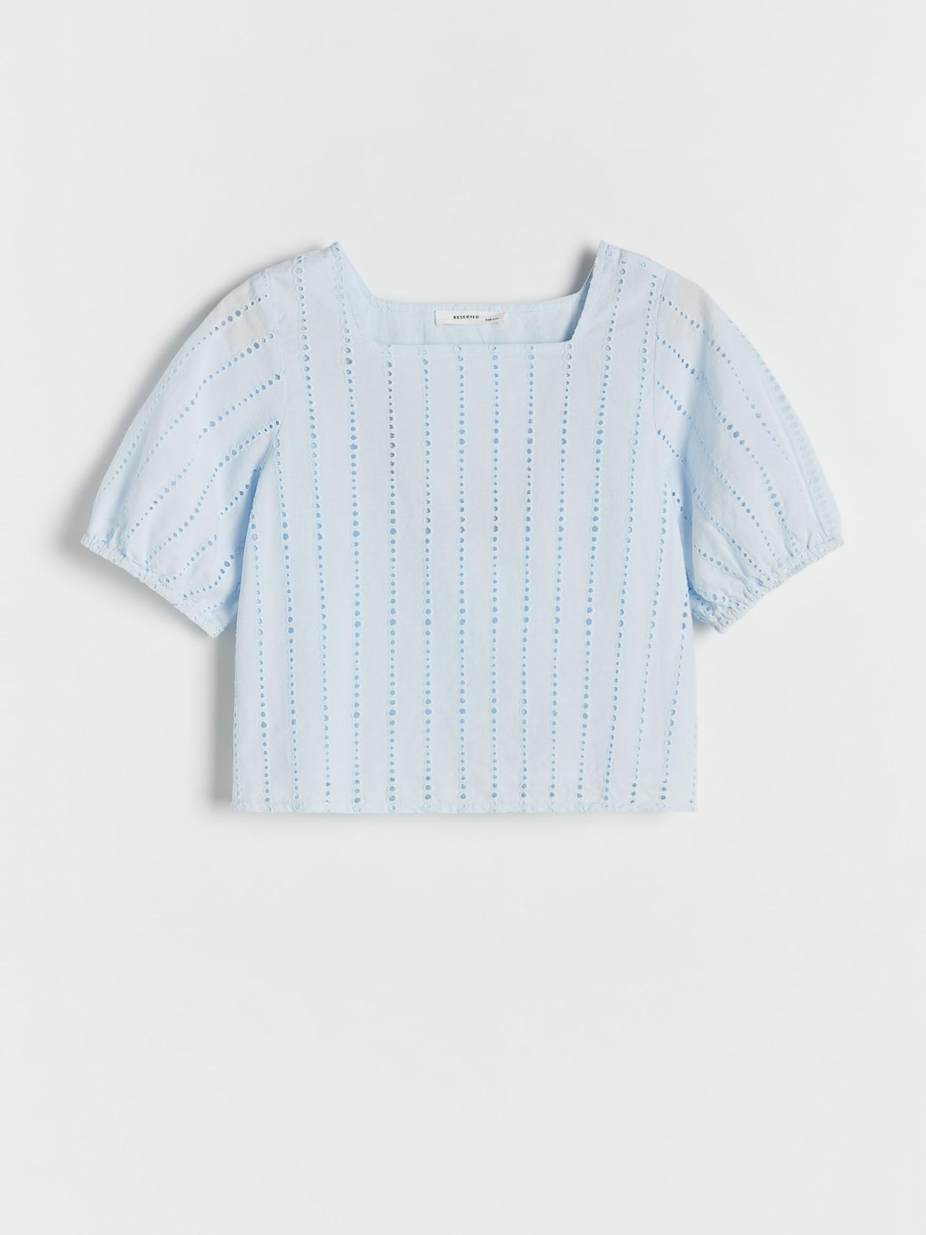 Blue Openwork Blouse, Kids Girls, , large image number 0