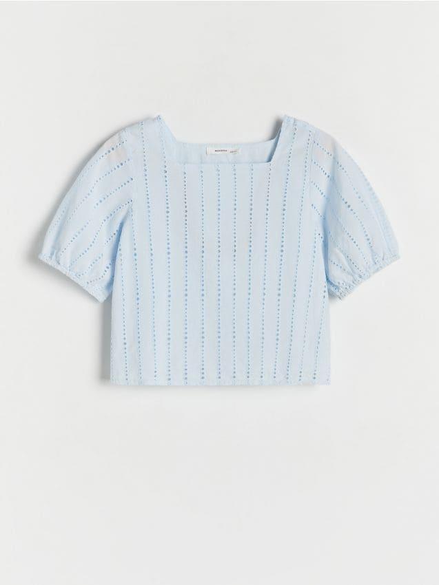 Blue Openwork Blouse, Kids Girls, , large image number 1
