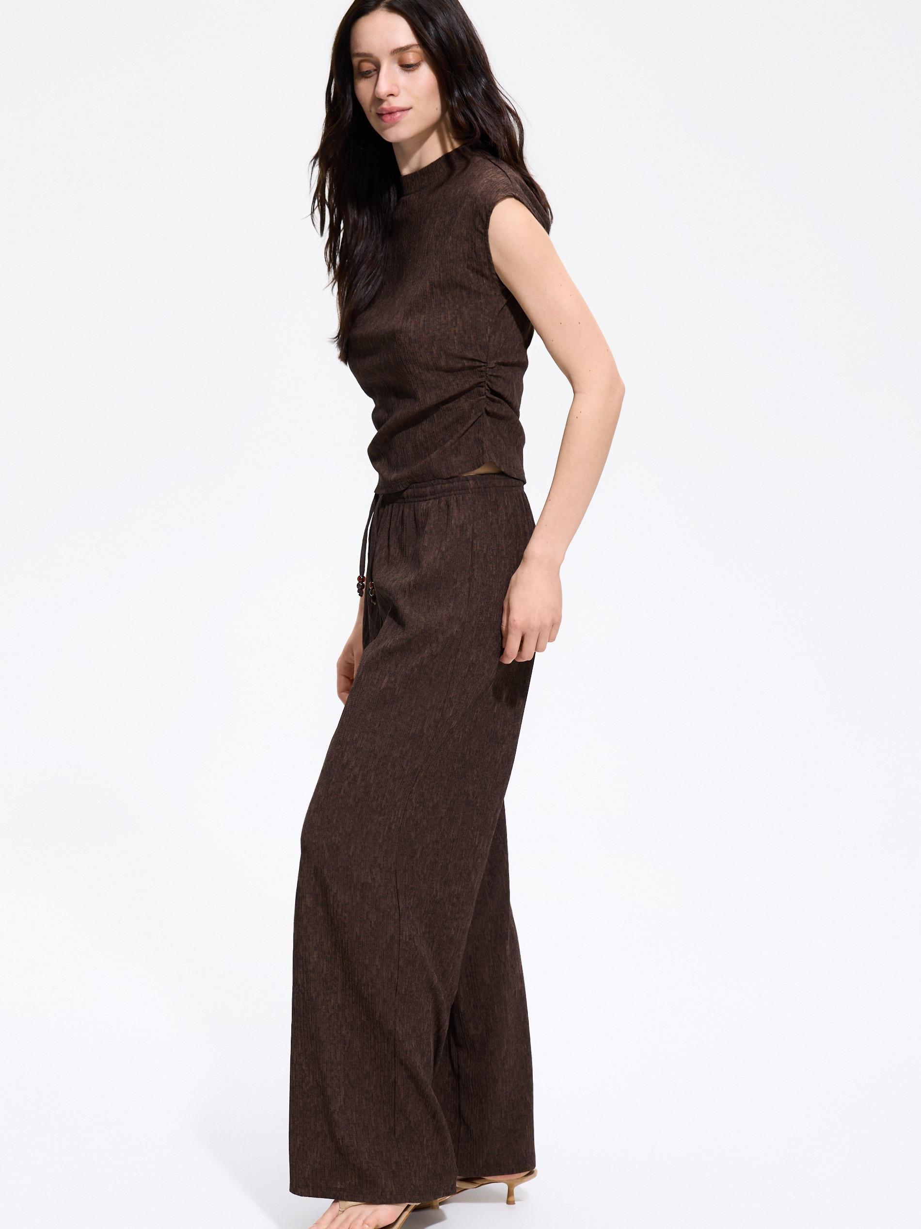Brown Structural Jersey Trousers, Brown, large image number 0