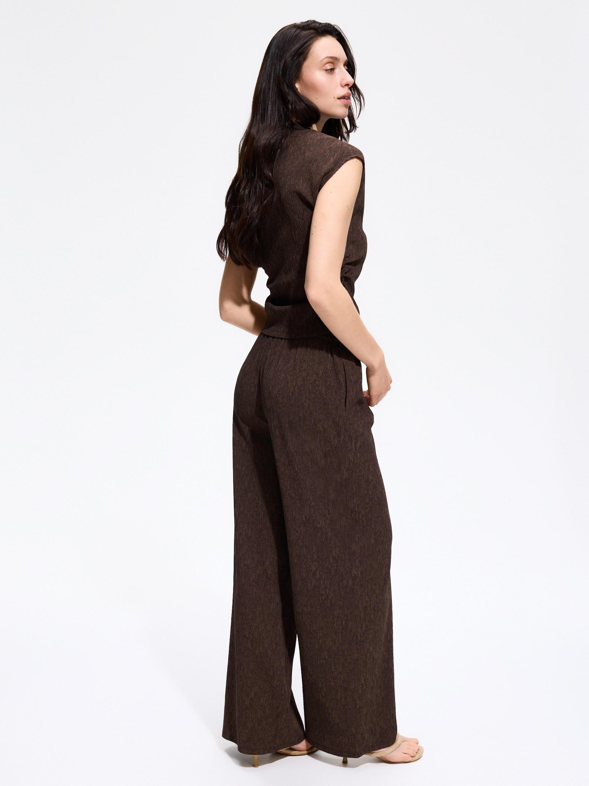 Brown Structural Jersey Trousers, Brown, large image number 1