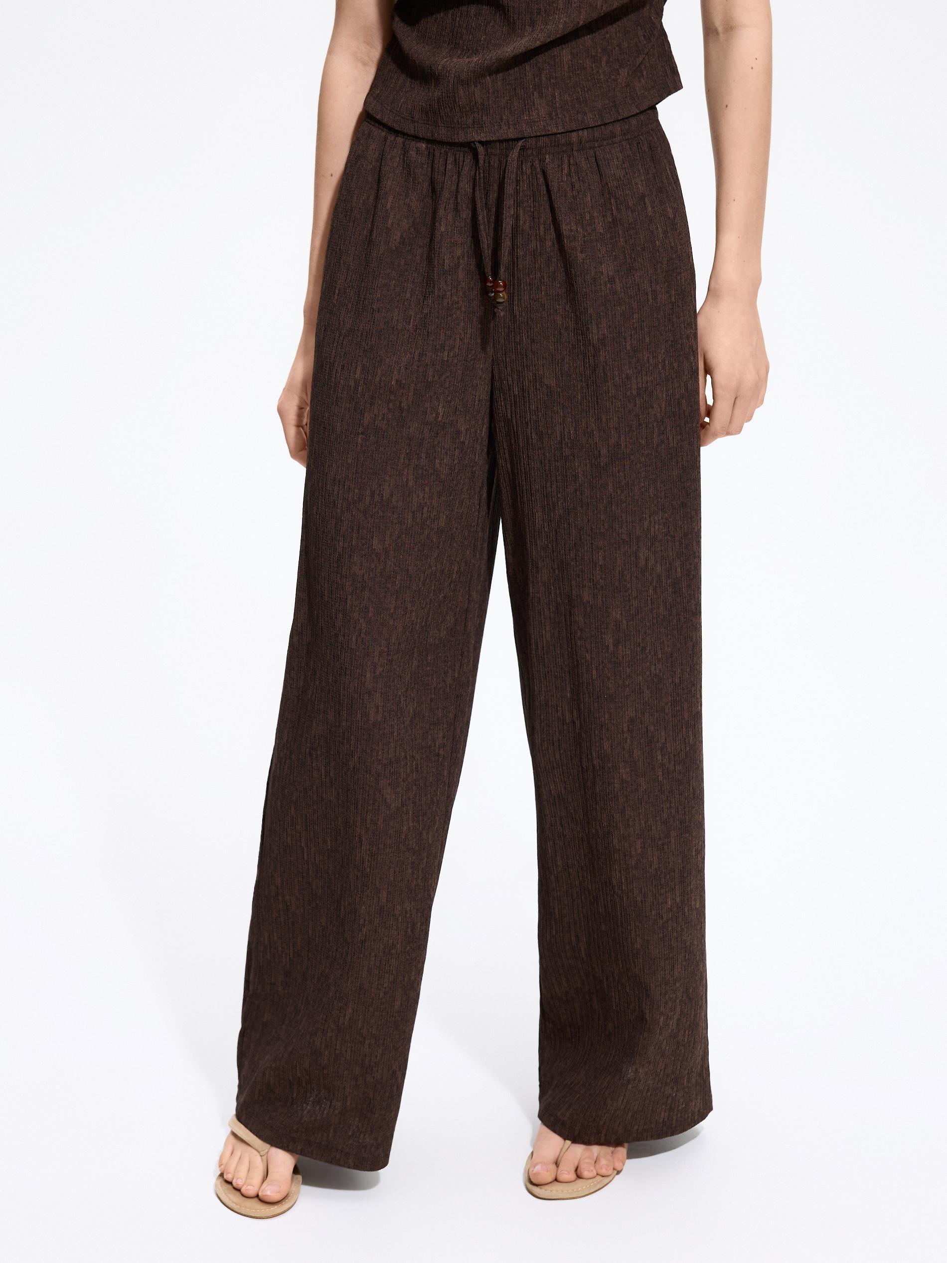 Brown Structural Jersey Trousers, Brown, large image number 3