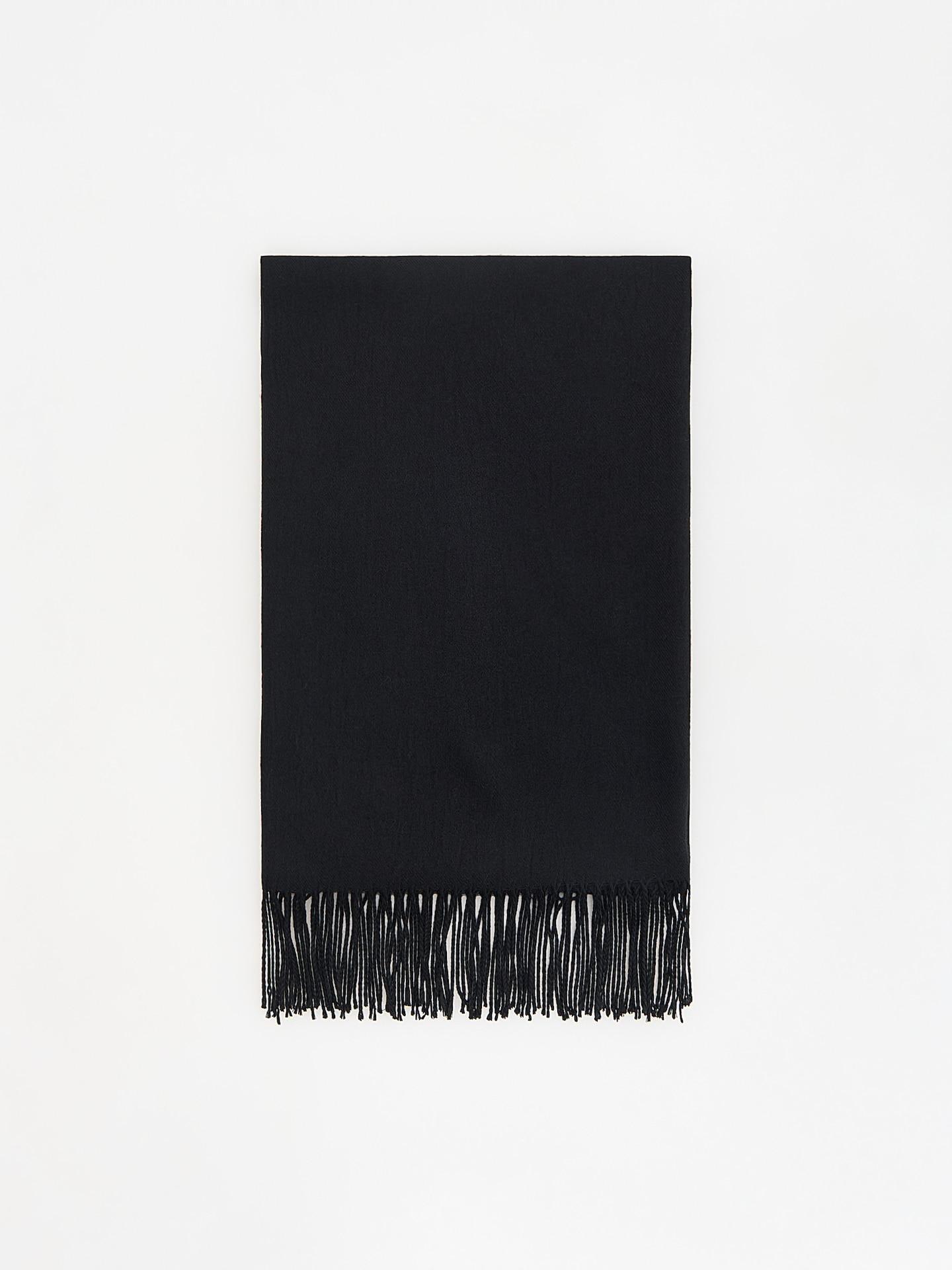 Black Viscose Blend Scarf, Black, medium