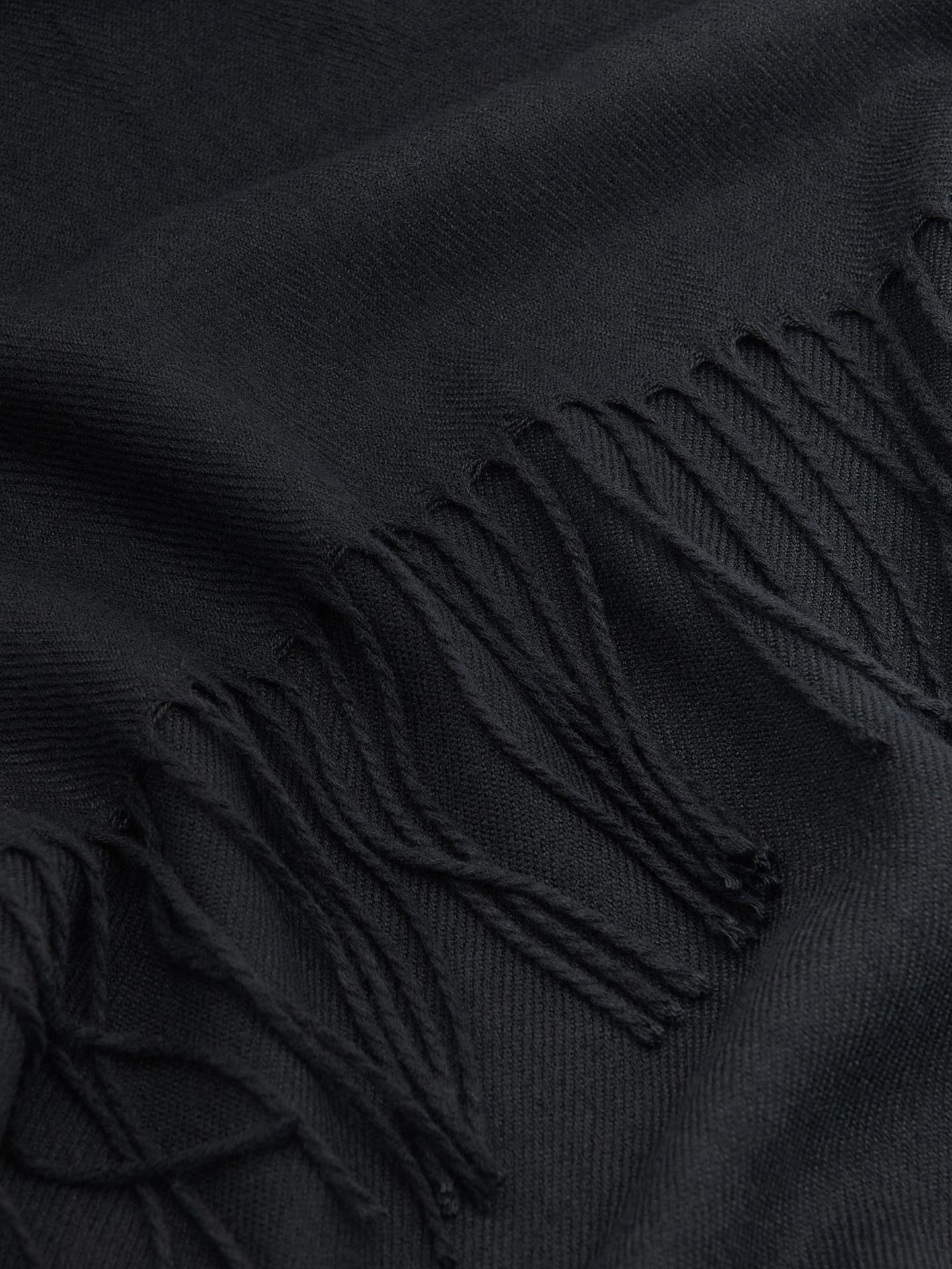 Black Viscose Blend Scarf, Black, medium