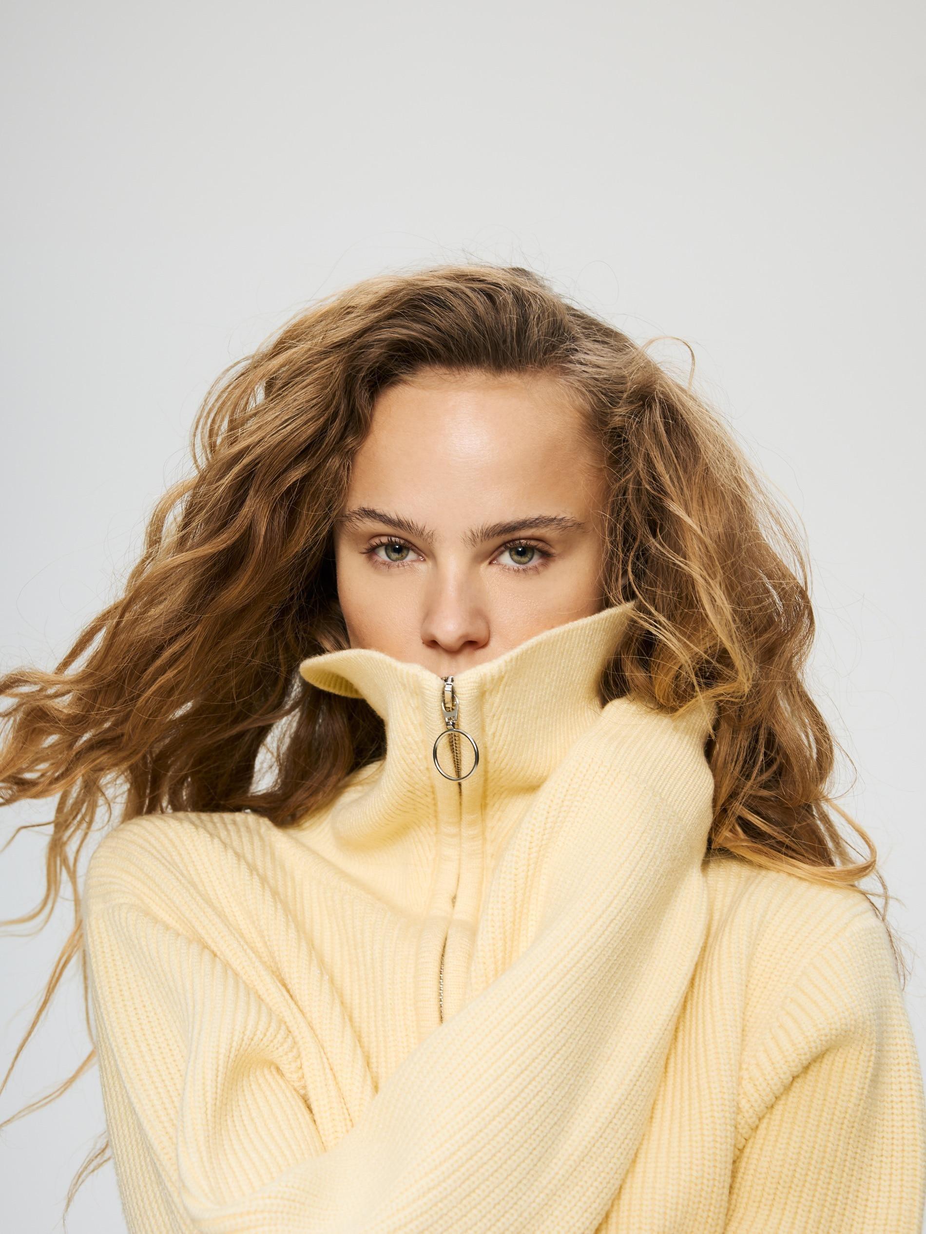 Yellow Cardigan With Zip Fastening, Yellow, medium