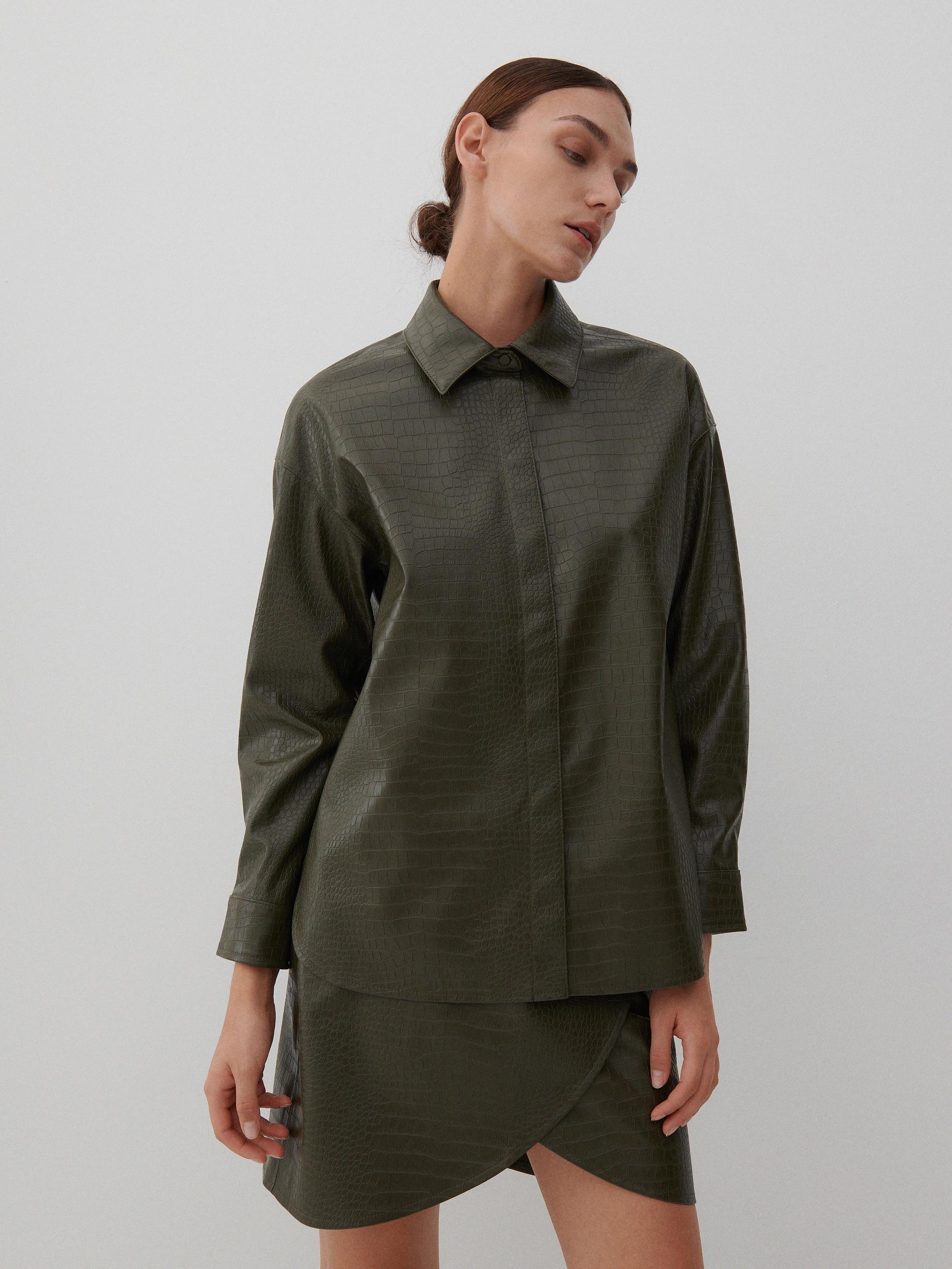 Green Faux Leather Shirt, Women, , large image number 3