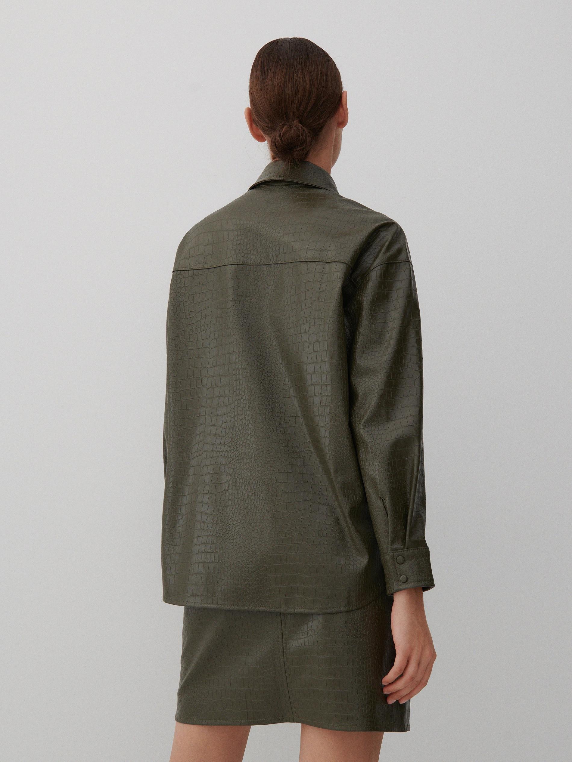 Green Faux Leather Shirt, Women, , large image number 6