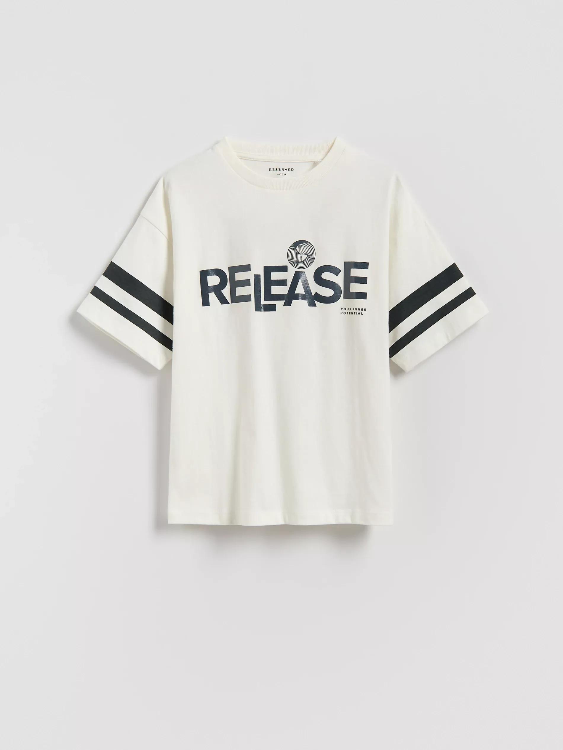 Cream T-Shirt With Print, Ivory, medium