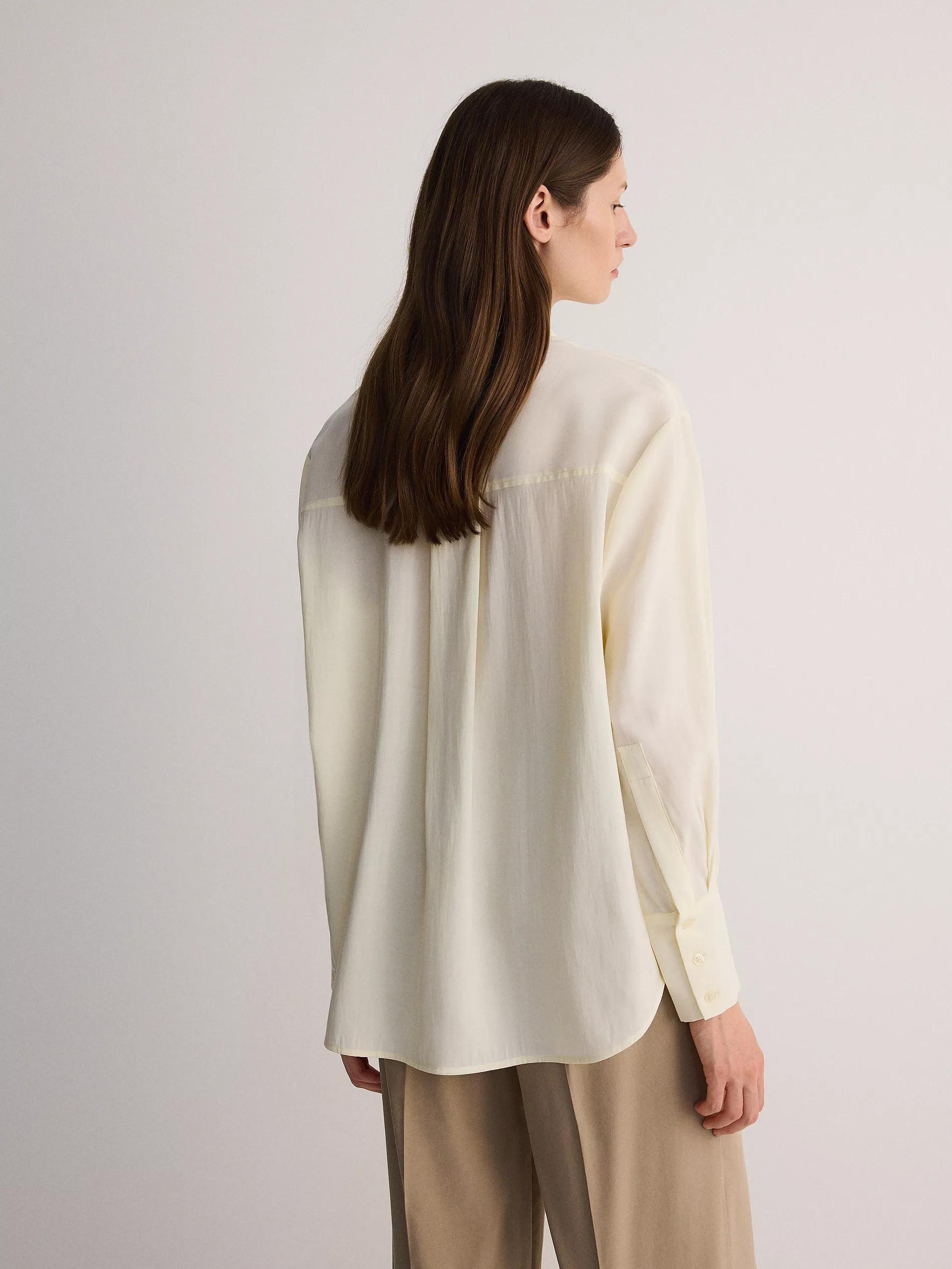 Cream Modal Blend Shirt, , large image number 1