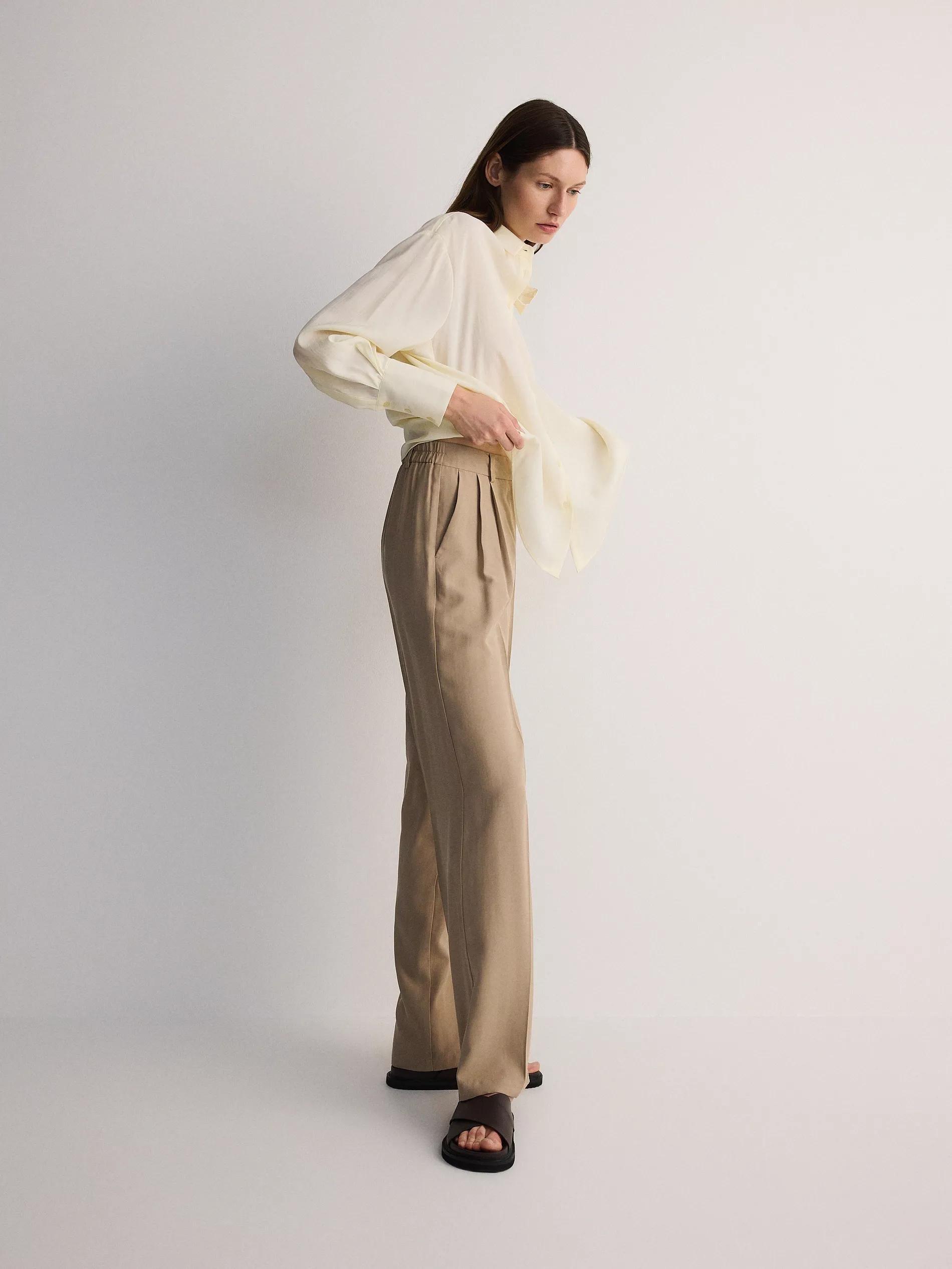 Cream Modal Blend Shirt, , large image number 2