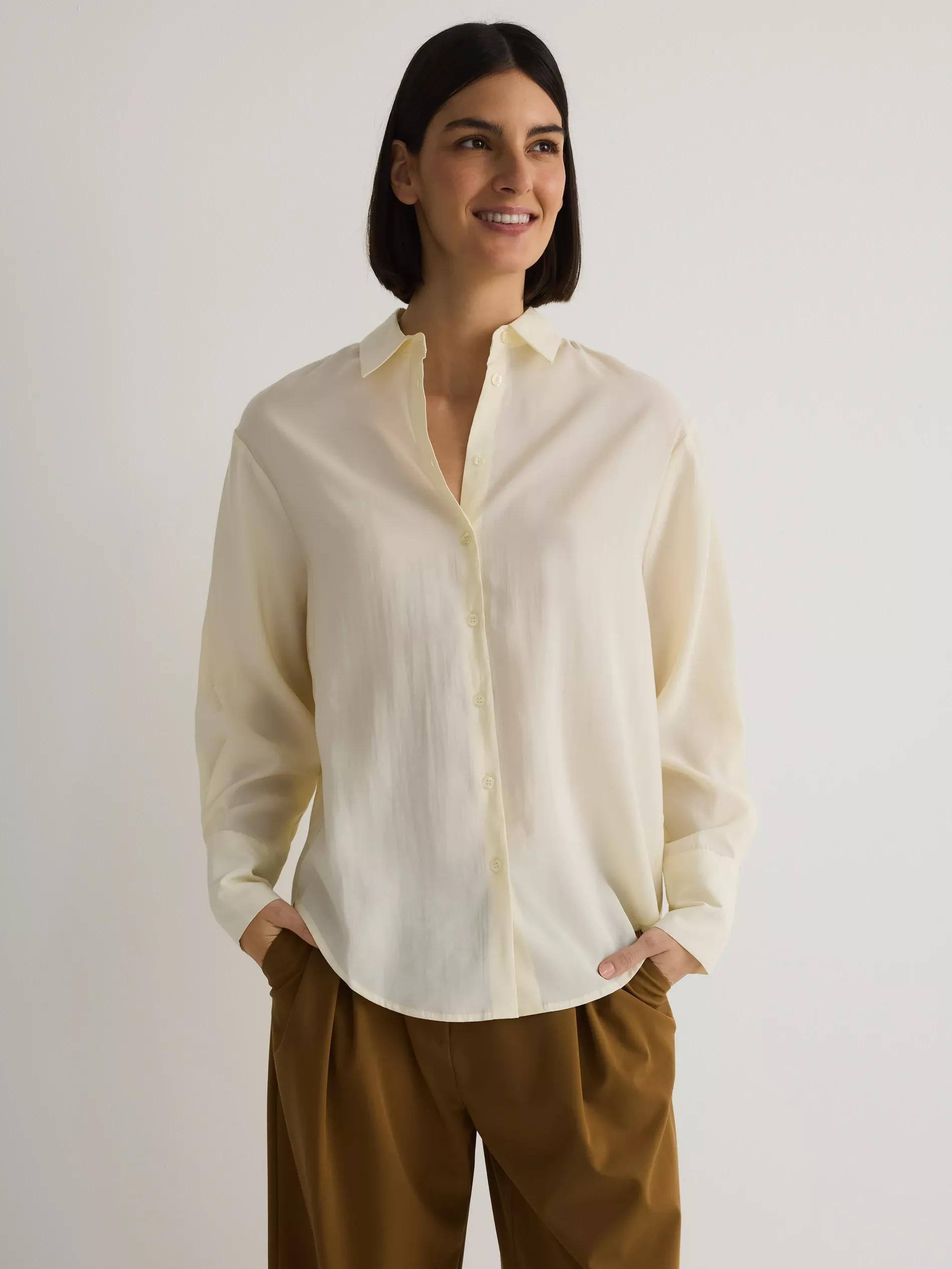Cream Modal Blend Shirt, , large image number 2