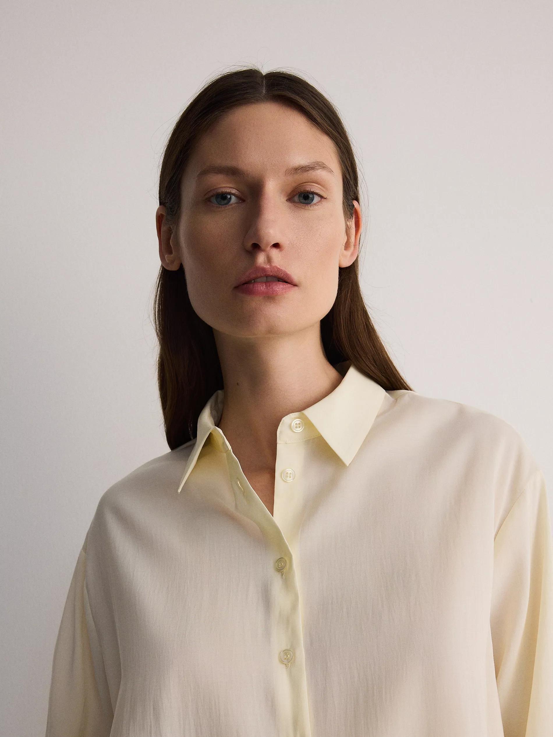 Cream Modal Blend Shirt, , large image number 4