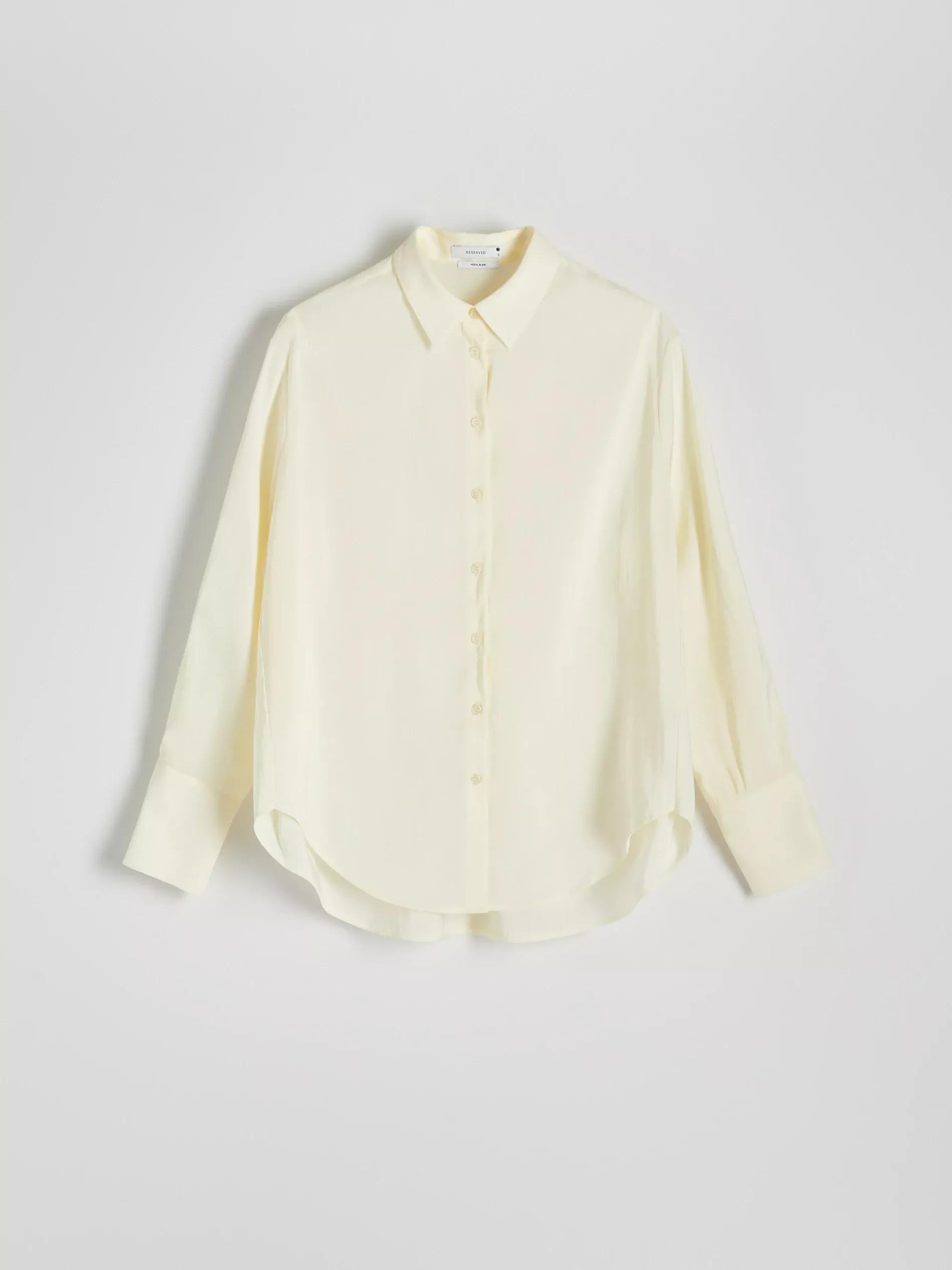 Cream Modal Blend Shirt, , large image number 5