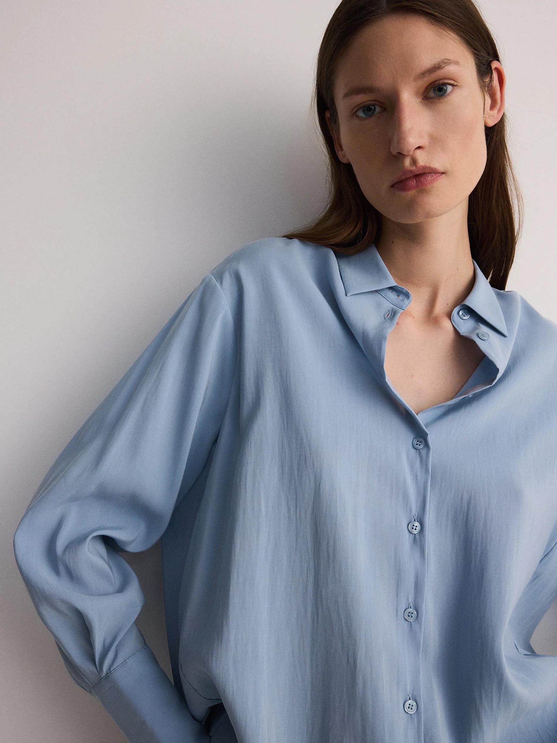 Blue Modal Blend Shirt, , large image number 2